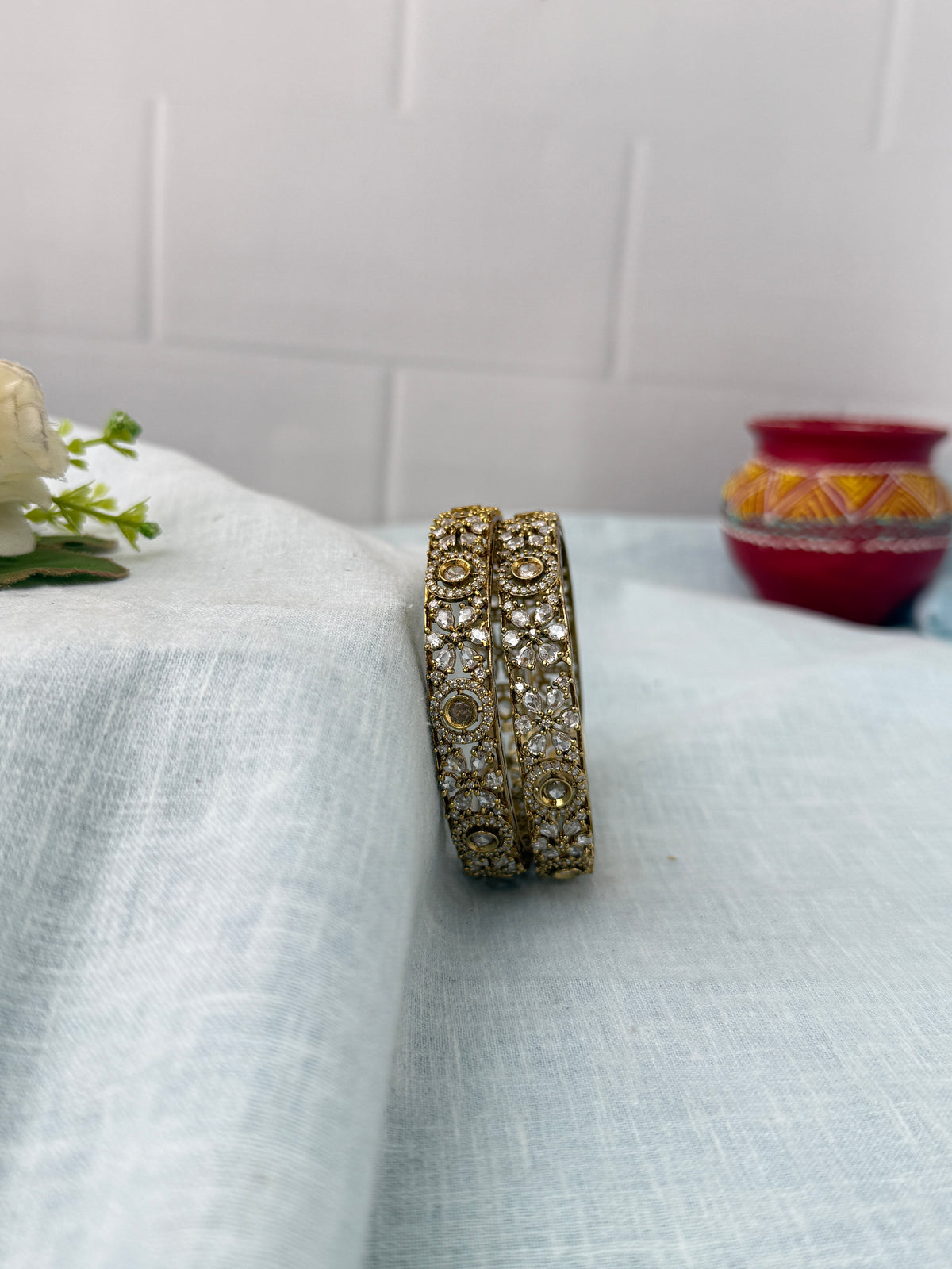 Antique temple style bridal bangles for women by Mahila