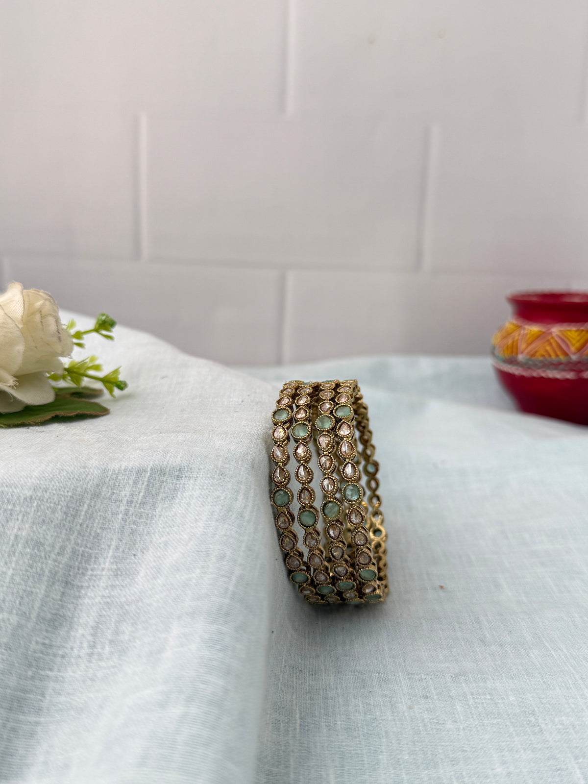 Antique temple style bridal bangles for women by Mahila