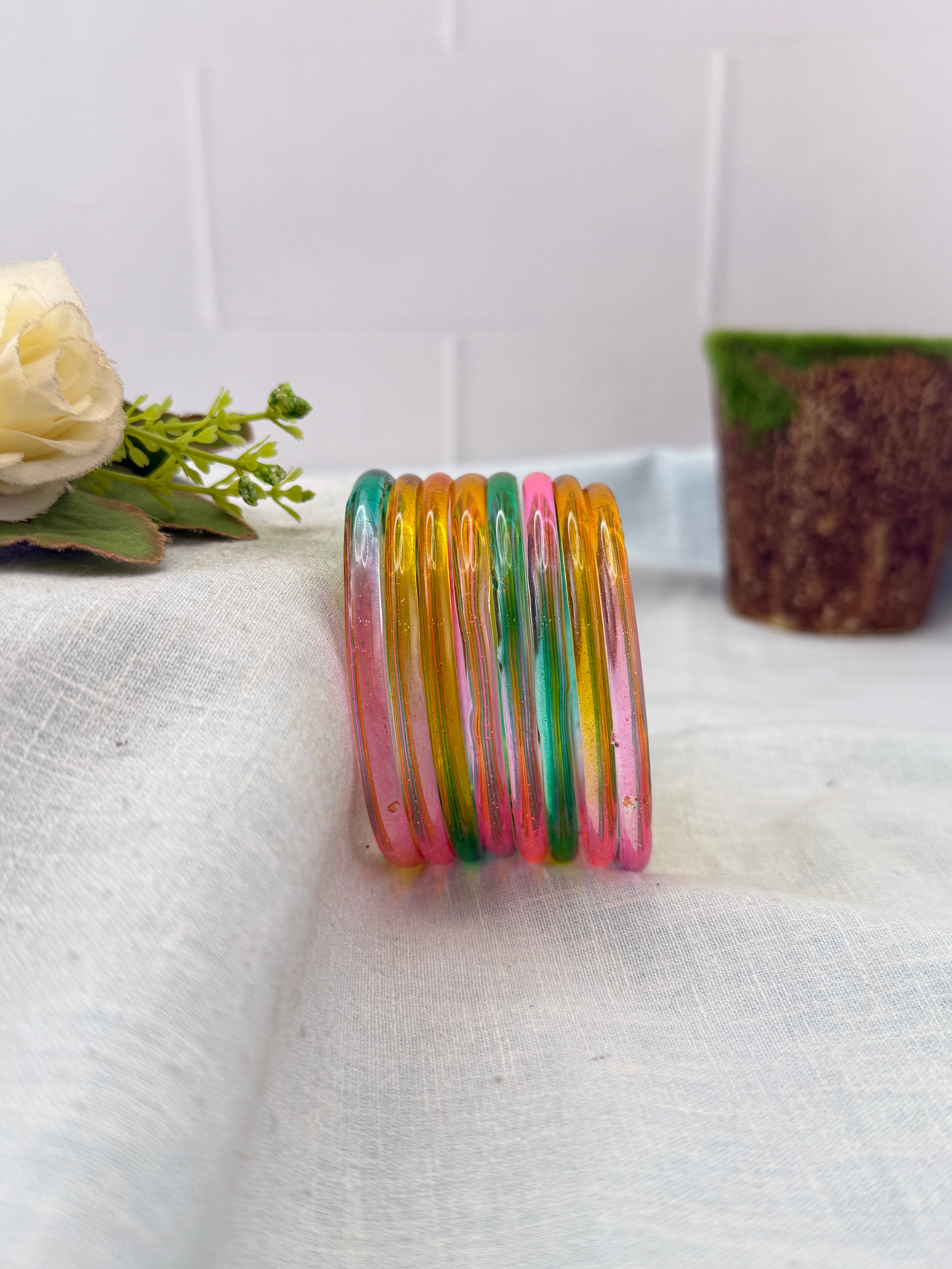 Luxurious Design New Plain Jelly Glass Bangles 3470 - Make your own box