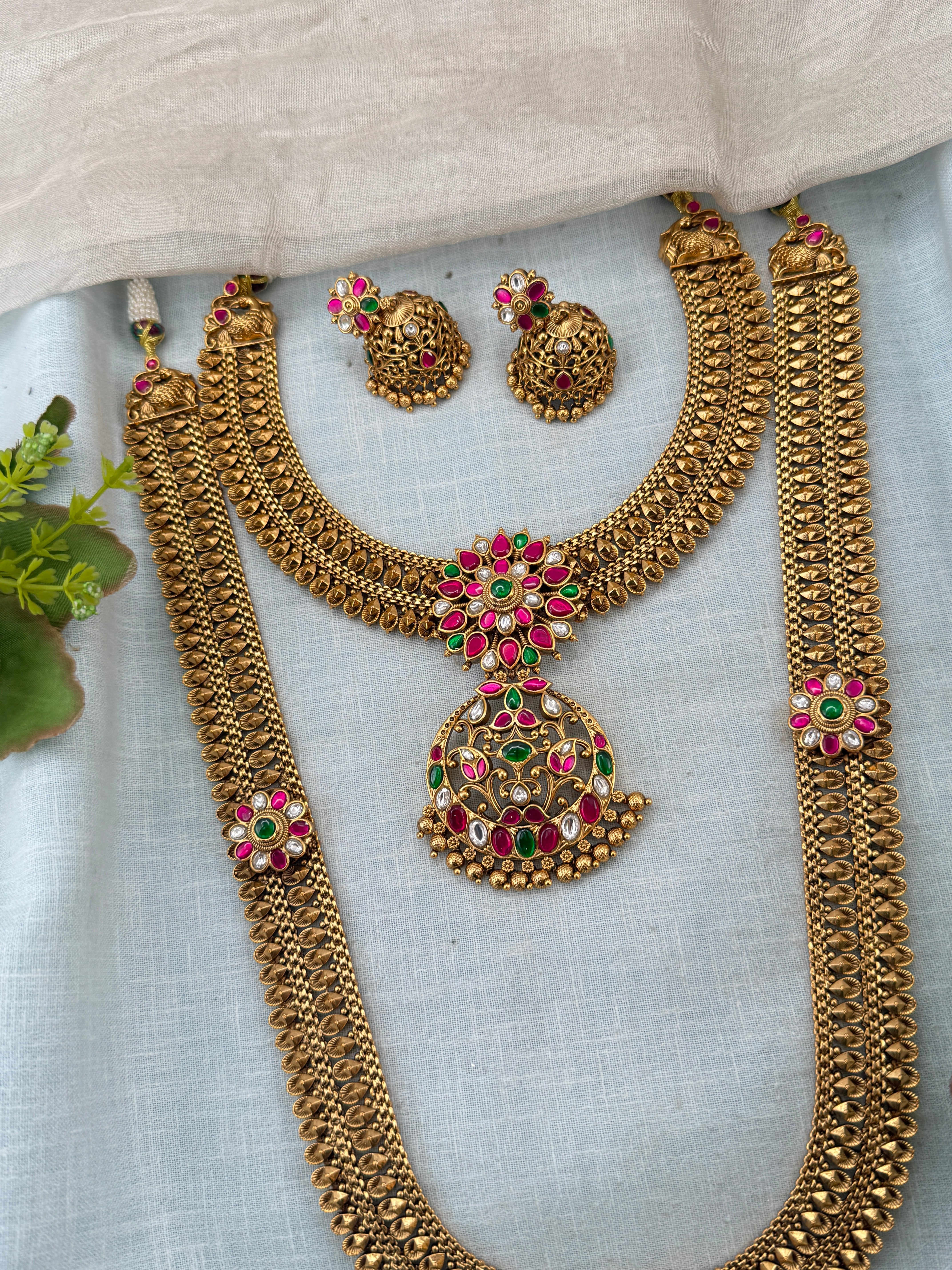 Royal Antique Jadau Bridal Necklace Set 1148