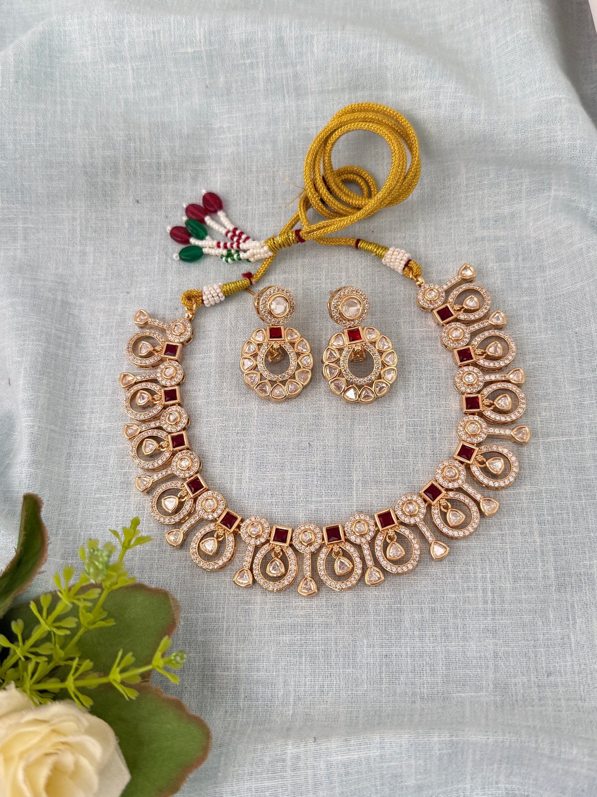 Kundan Layered Necklace Premium Short Set | N0992