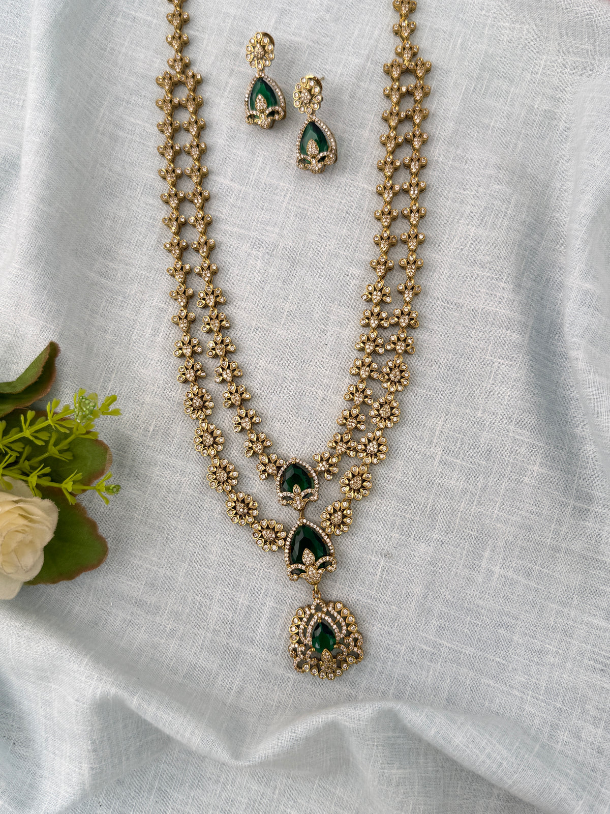 Kundan Layered Necklace Luxurious Long Set | N1204