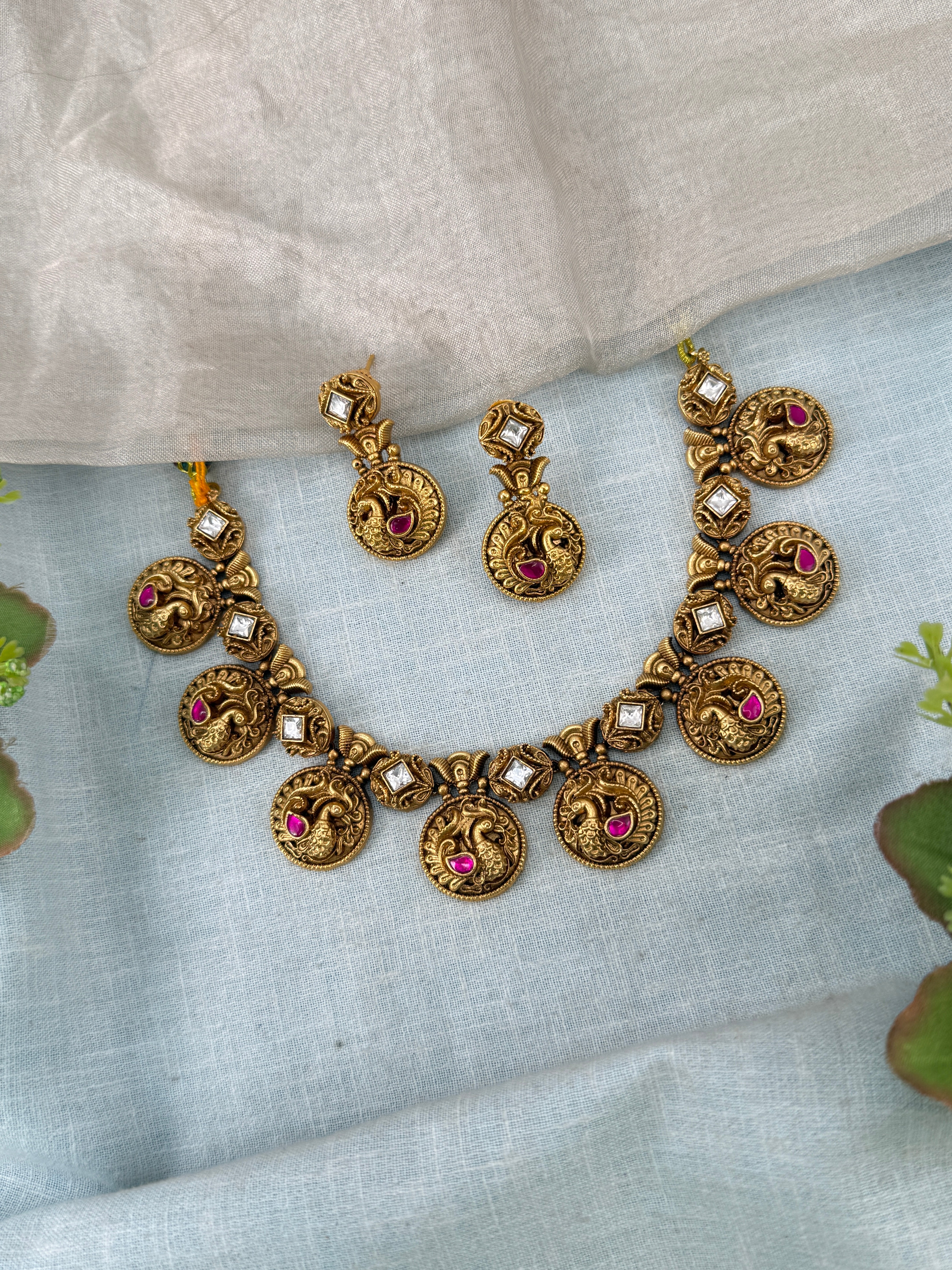 Royal Antique Peacock Short Necklace Set 188