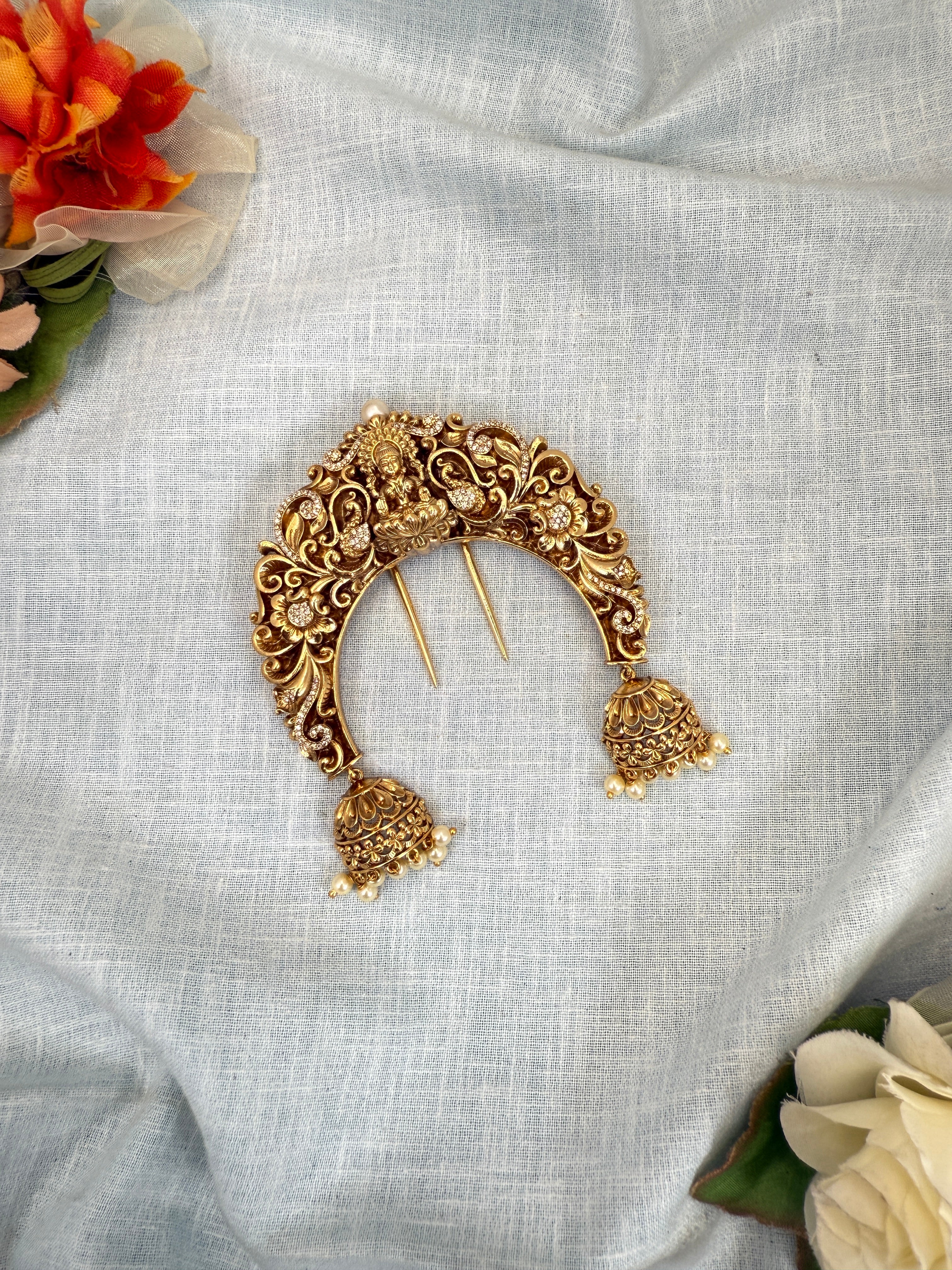Traditional Gold Jadebille – South Indian Bridal Hair Accessory, jadebille, hair choti