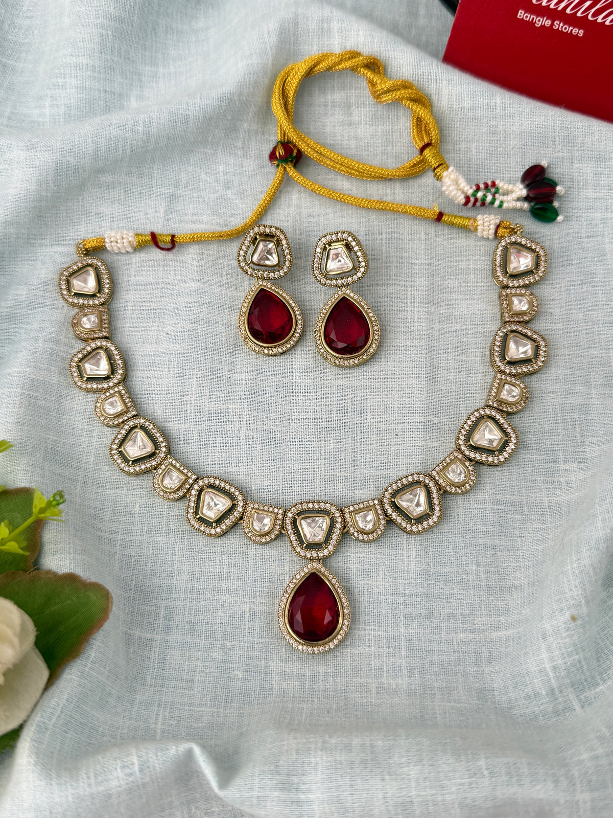 Kundan Designer Necklace Premium Short Set | N1034