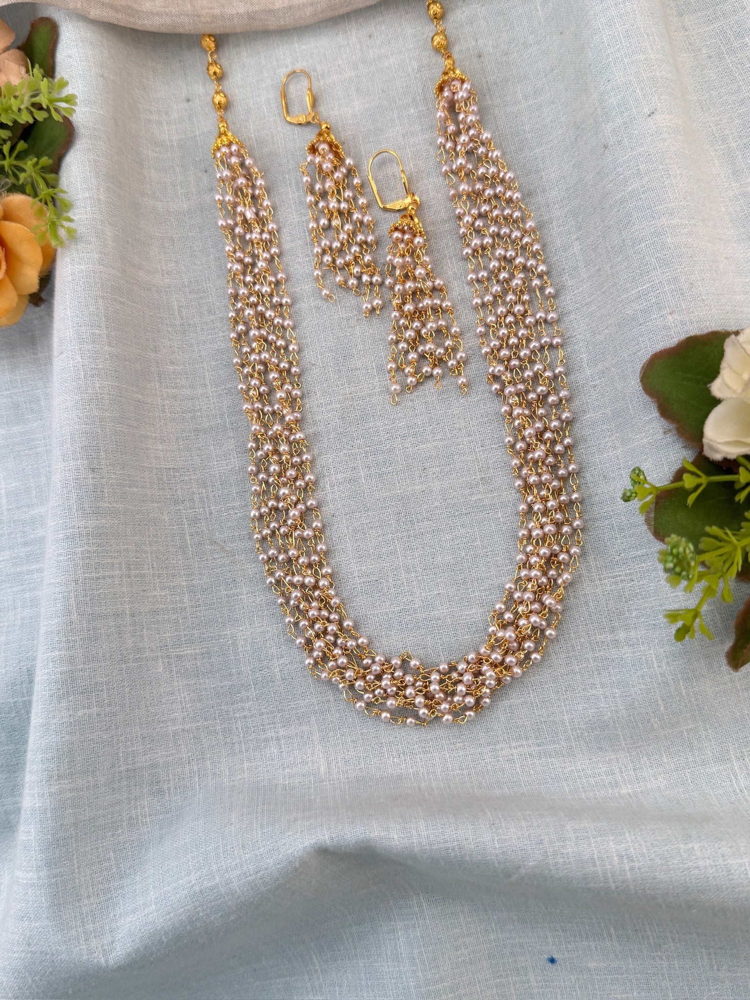 Royal Antique Pearl Multi Layer Necklace Set 178