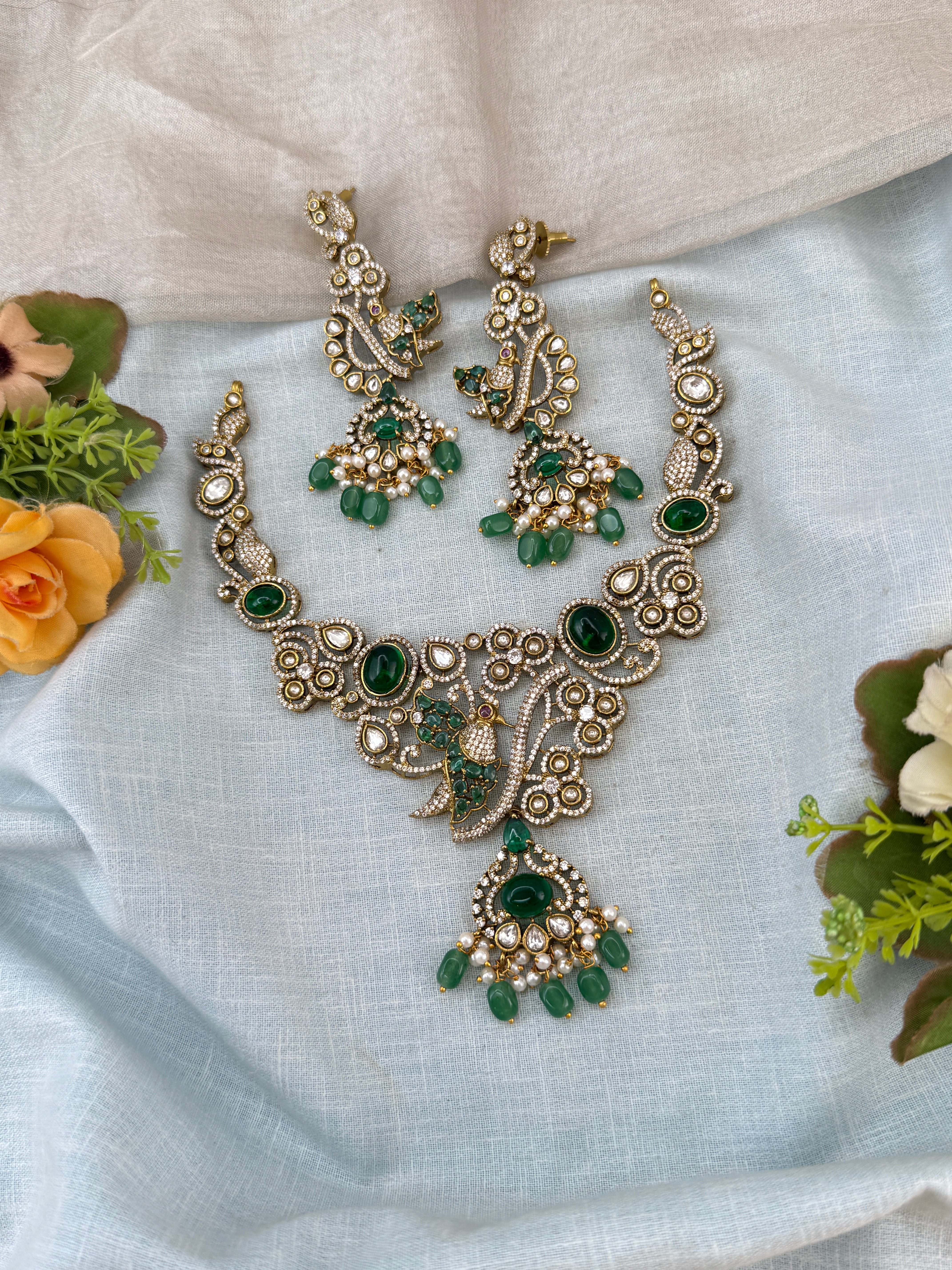 Victorian Necklace set, Bridal victorian necklace, victorian antique necklace, Jadau necklace