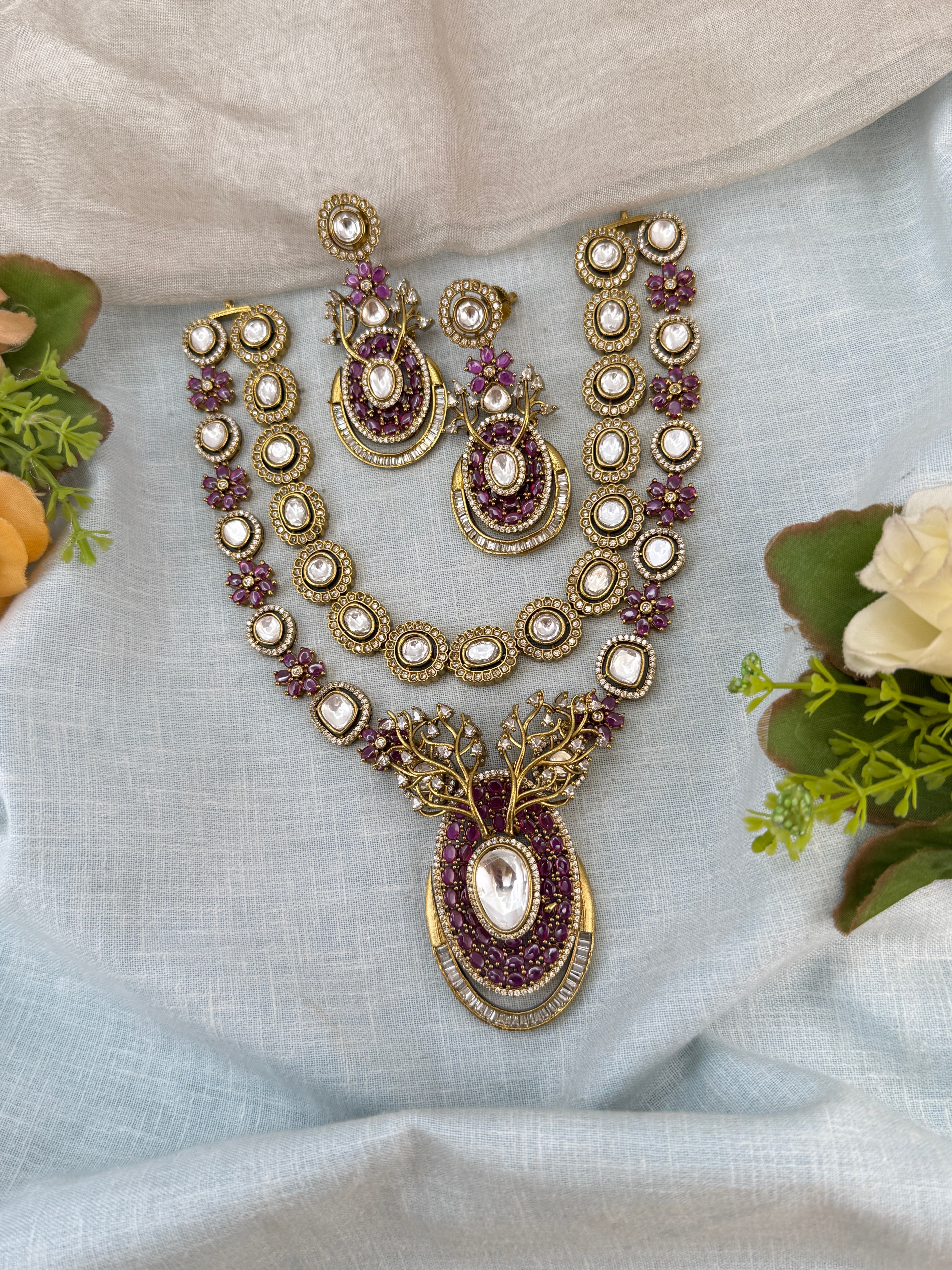 Victorian Necklace set, Bridal victorian necklace, victorian antique necklace, Jadau necklace