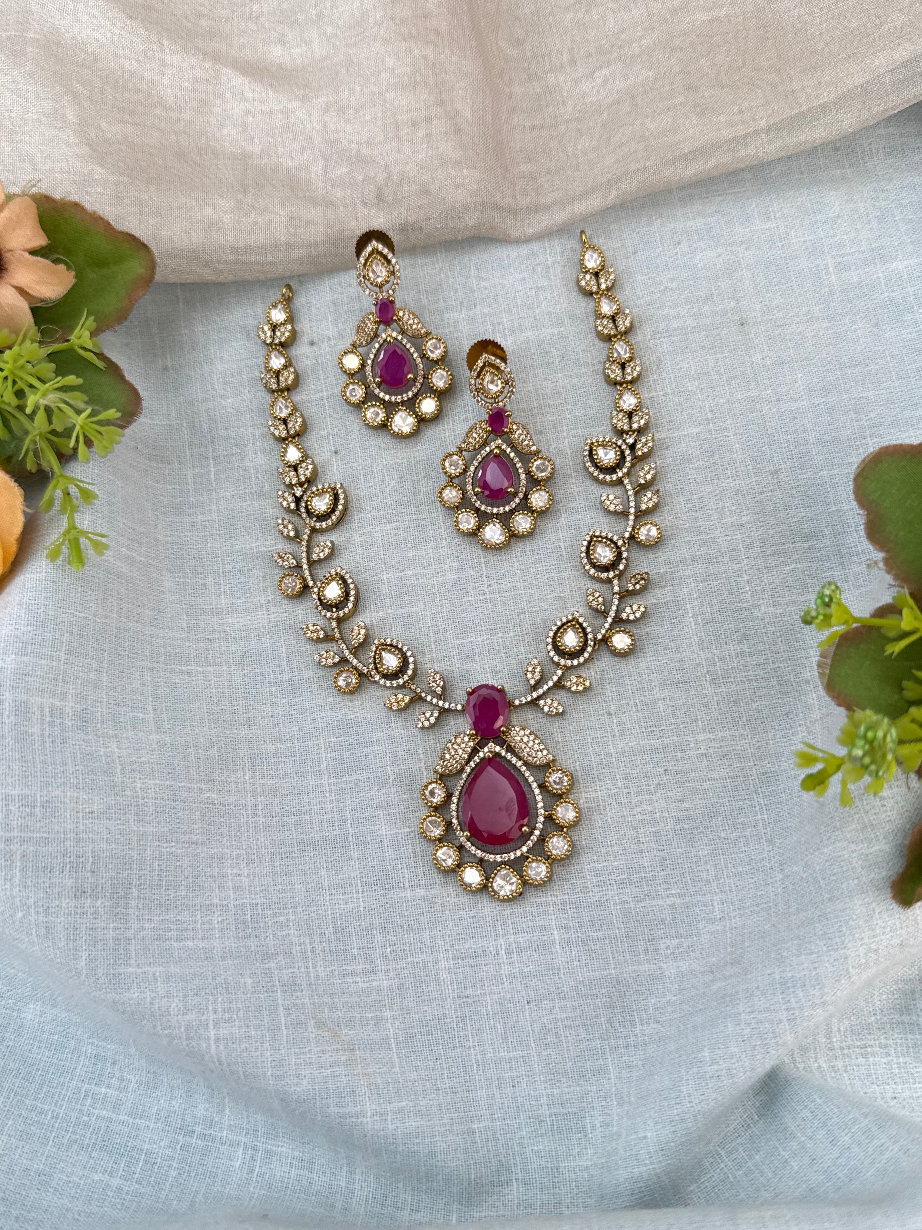 Victorian Necklace set, Bridal victorian necklace, victorian antique necklace, Jadau necklace