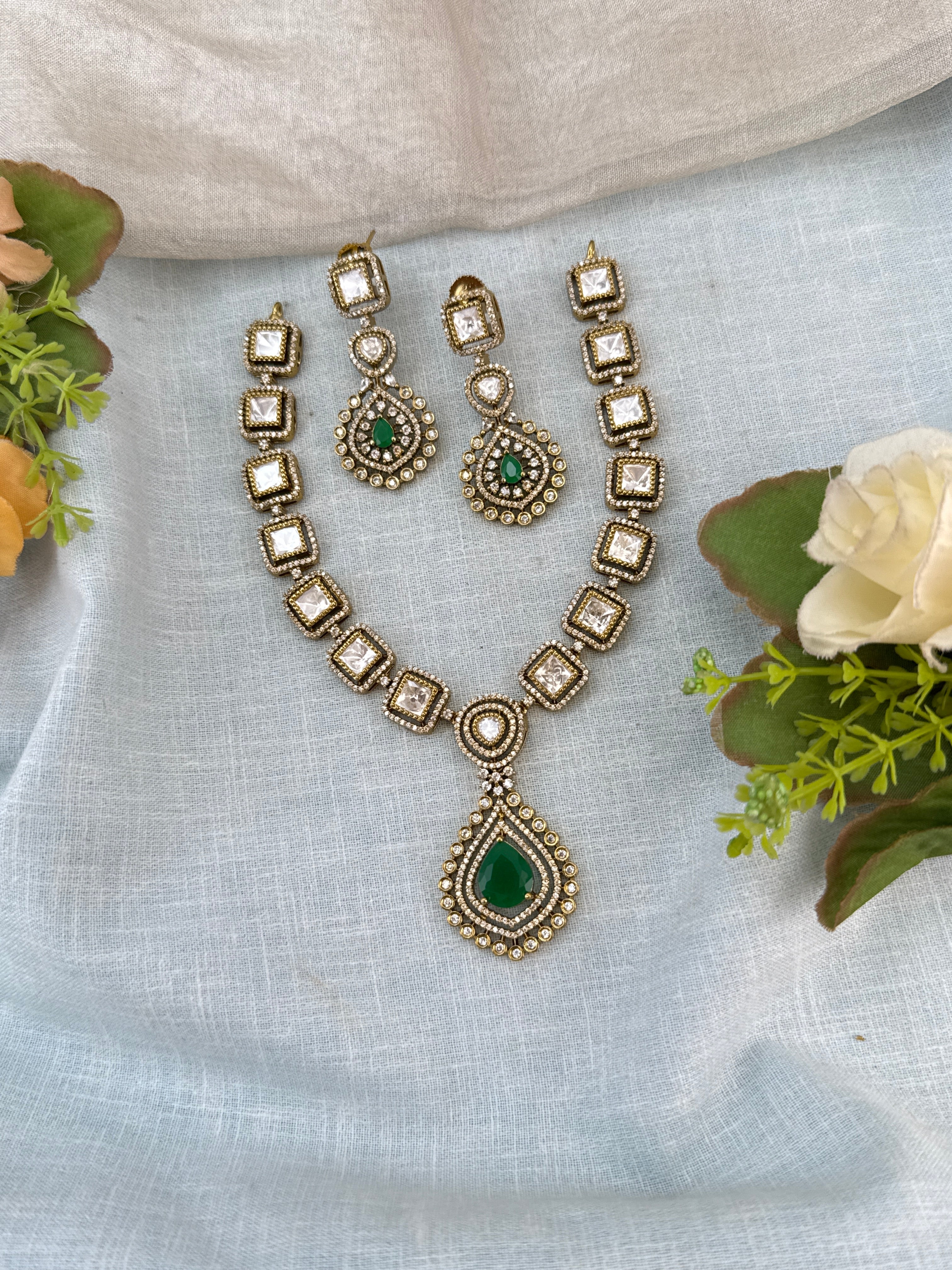 Victorian Necklace set, Bridal victorian necklace, victorian antique necklace, Jadau necklace