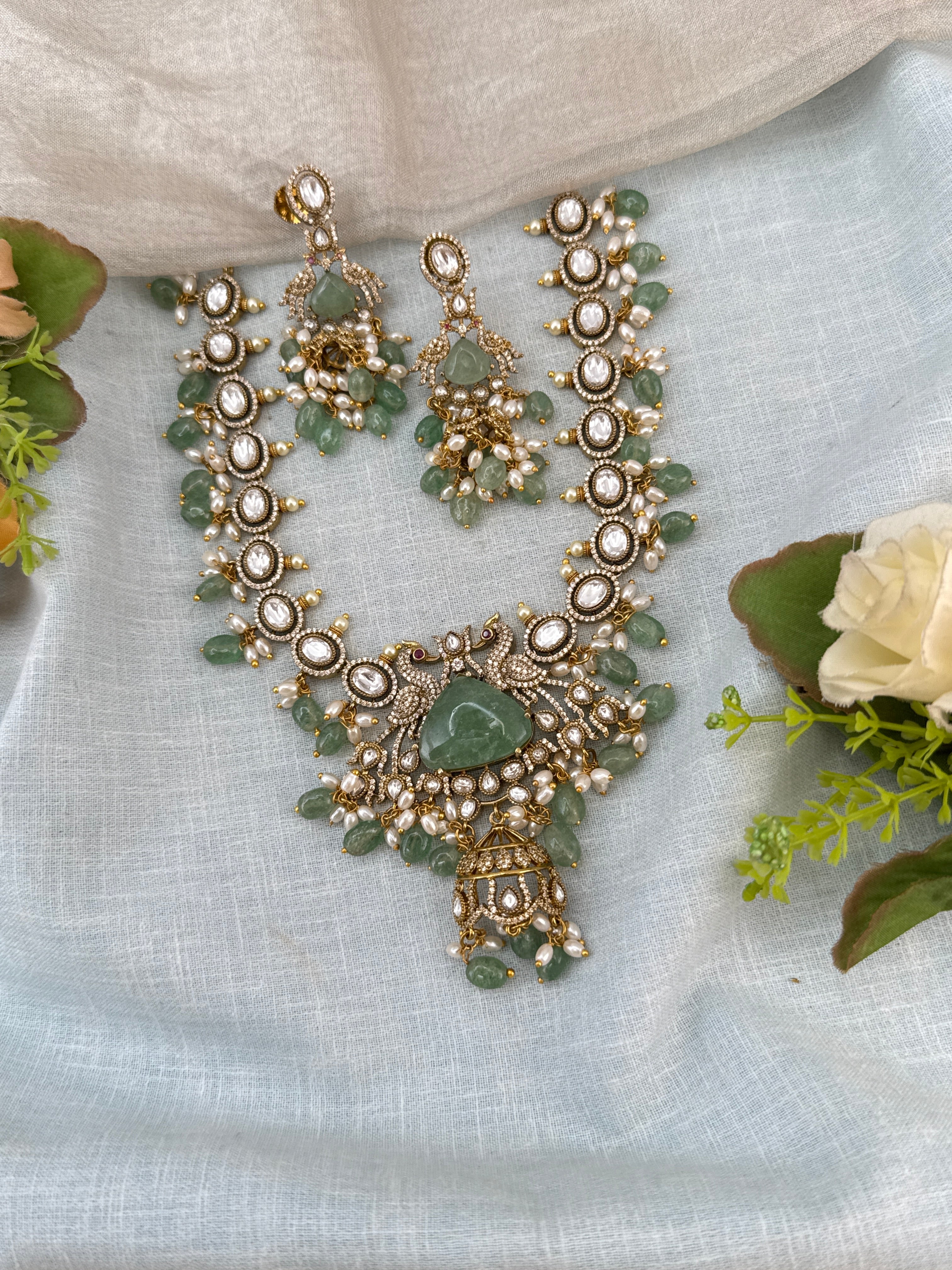 Victorian Necklace set, Bridal victorian necklace, victorian antique necklace, Jadau necklace