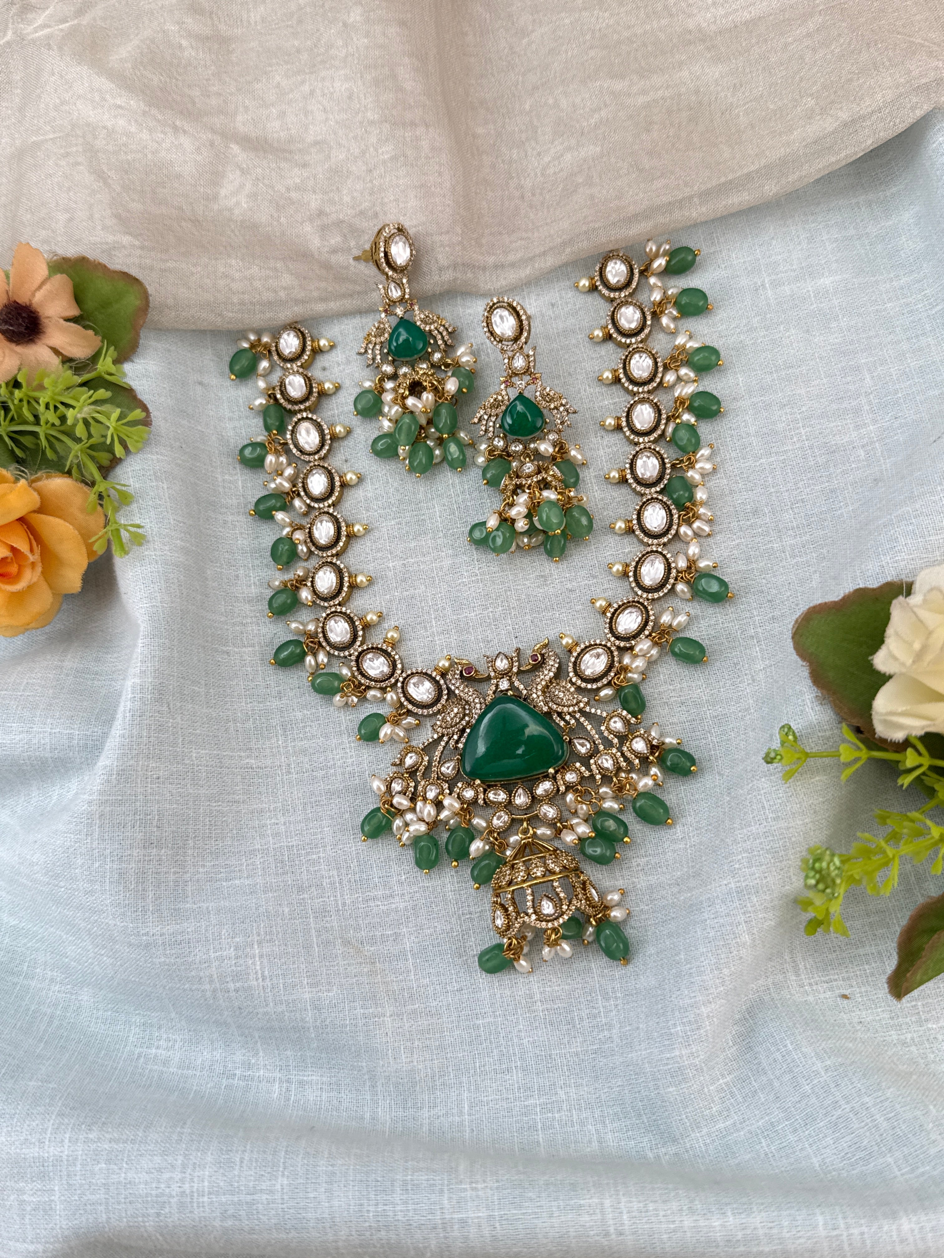 Victorian Necklace set, Bridal victorian necklace, victorian antique necklace, Jadau necklace