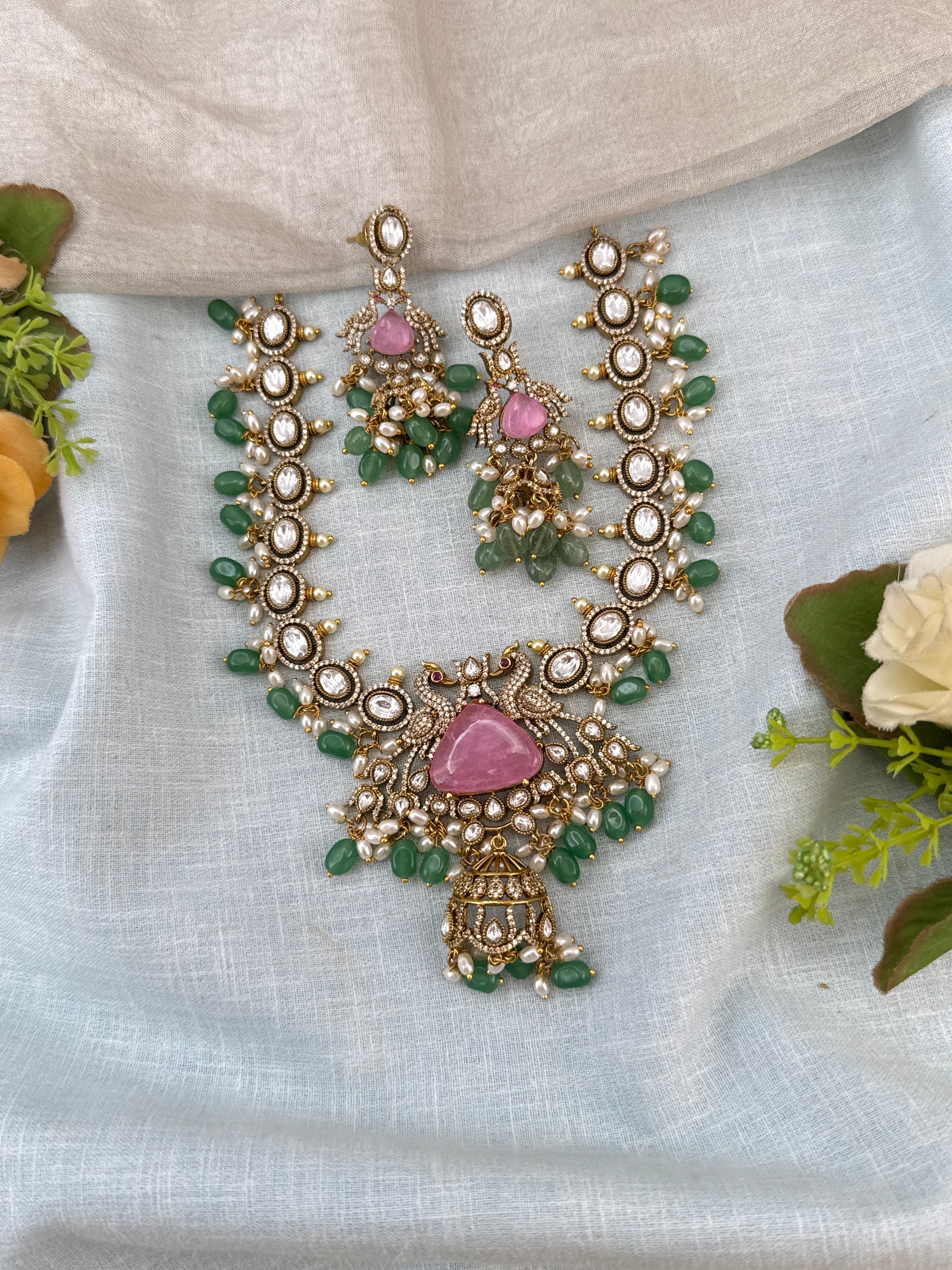 Victorian Necklace set, Bridal victorian necklace, victorian antique necklace, Jadau necklace