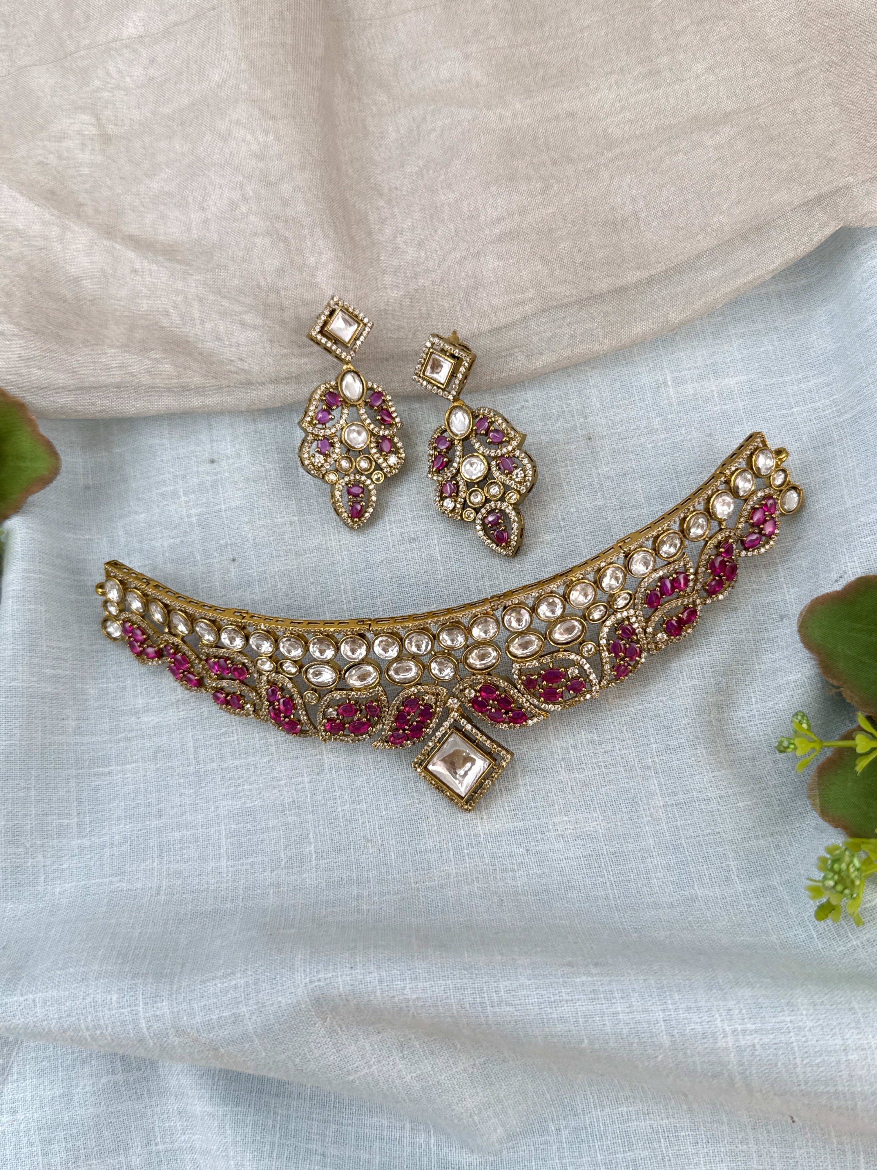 Victorian Necklace set, Bridal victorian necklace, victorian antique necklace, Jadau necklace