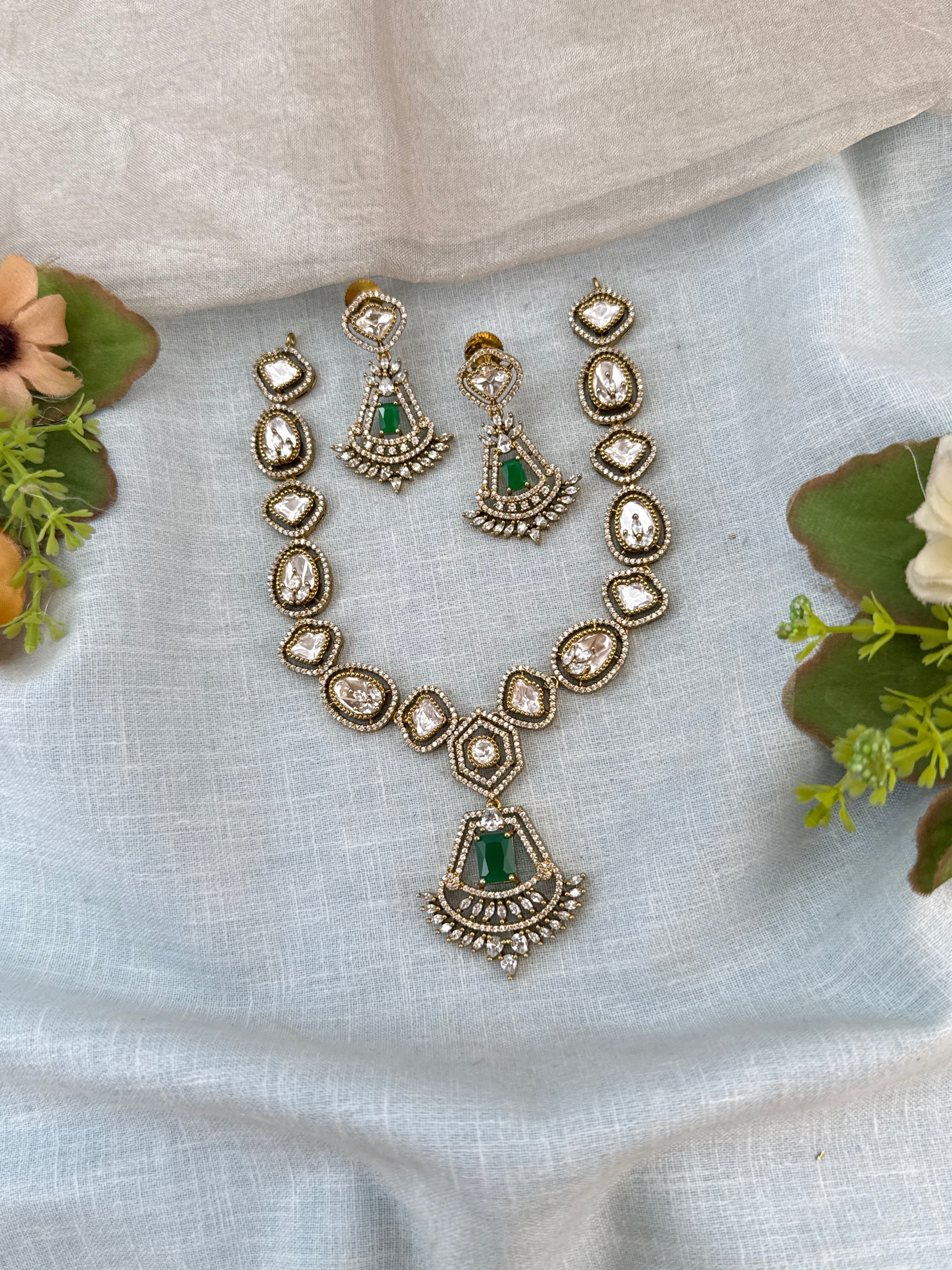 Victorian Necklace set, Bridal victorian necklace, victorian antique necklace, Jadau necklace