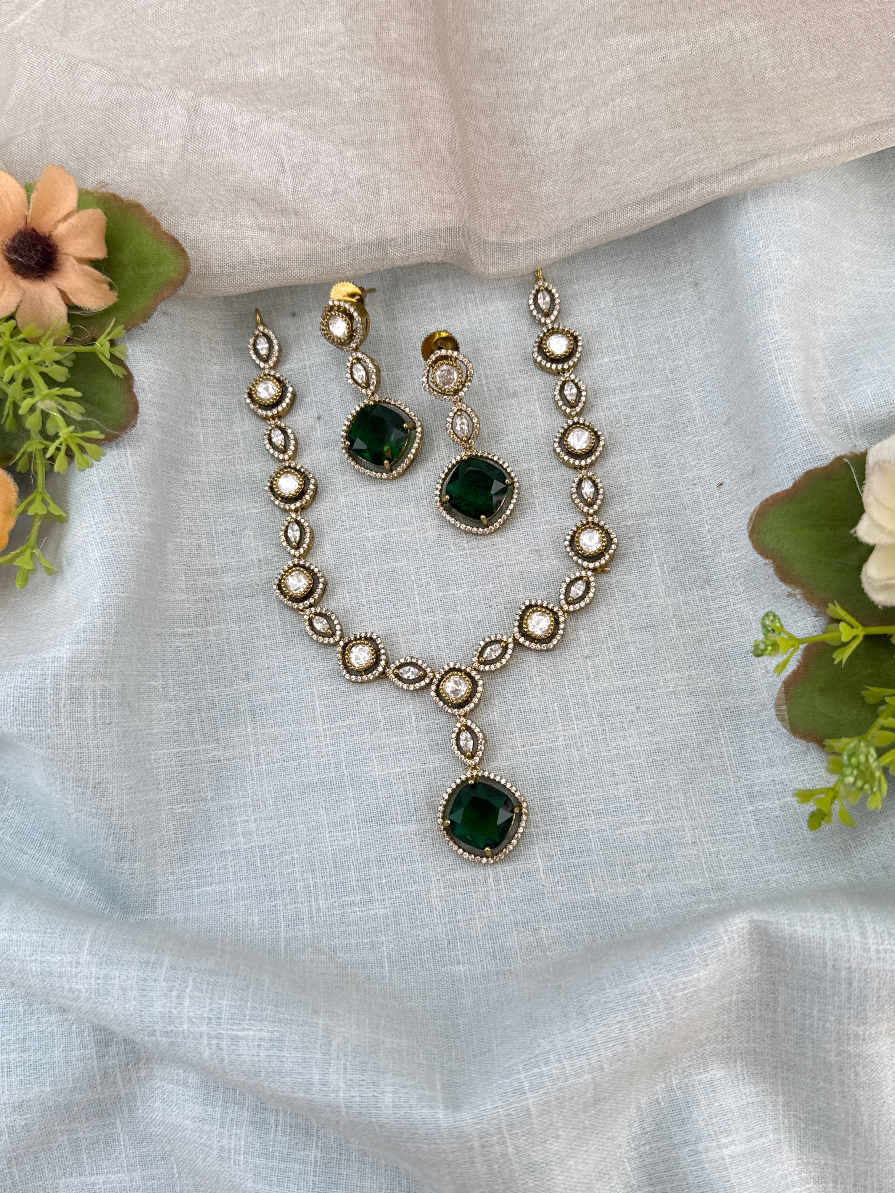 Victorian Necklace set, Bridal victorian necklace, victorian antique necklace, Jadau necklace