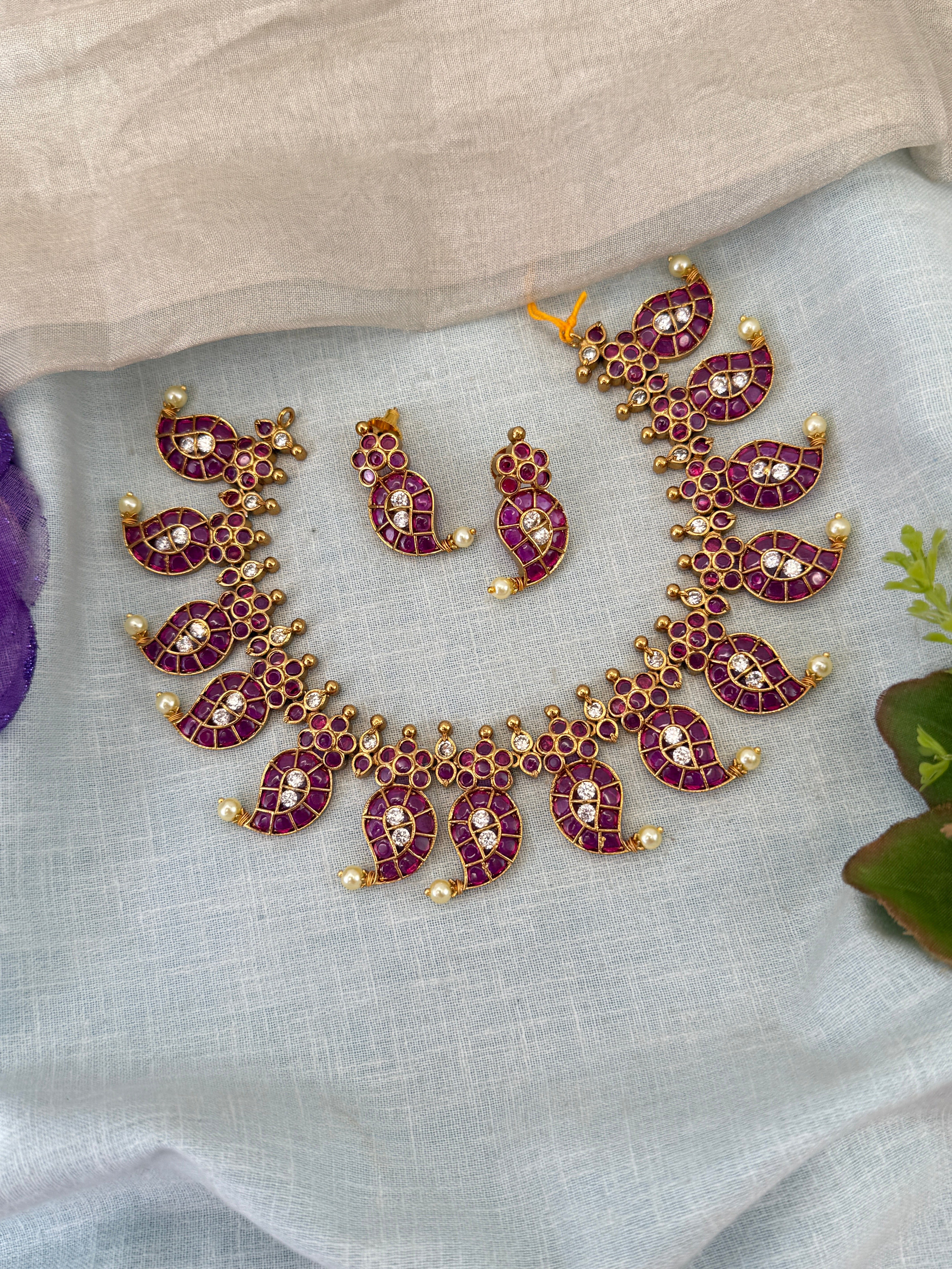Royal Antique Mango Short Necklace Set 1197