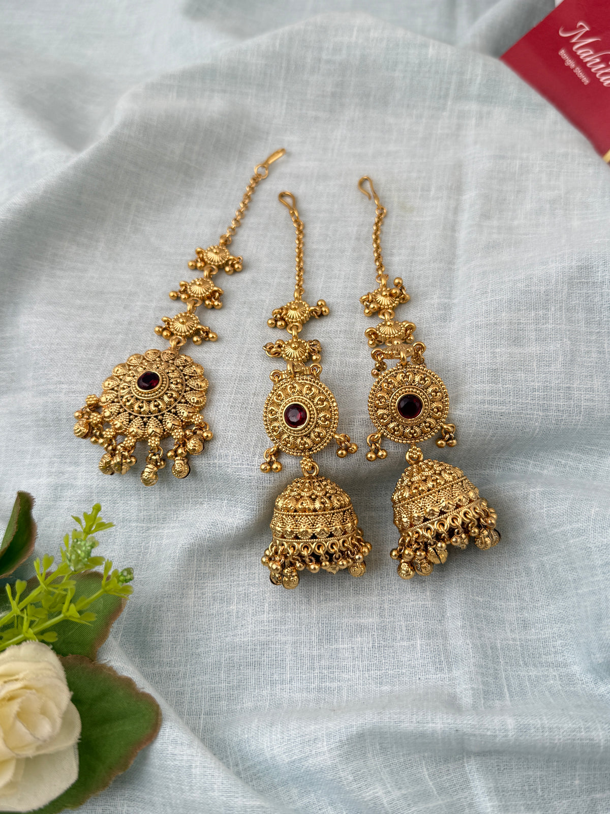 Antique Jhumkas Earrings With Maatal And Maang Tikka| E0651