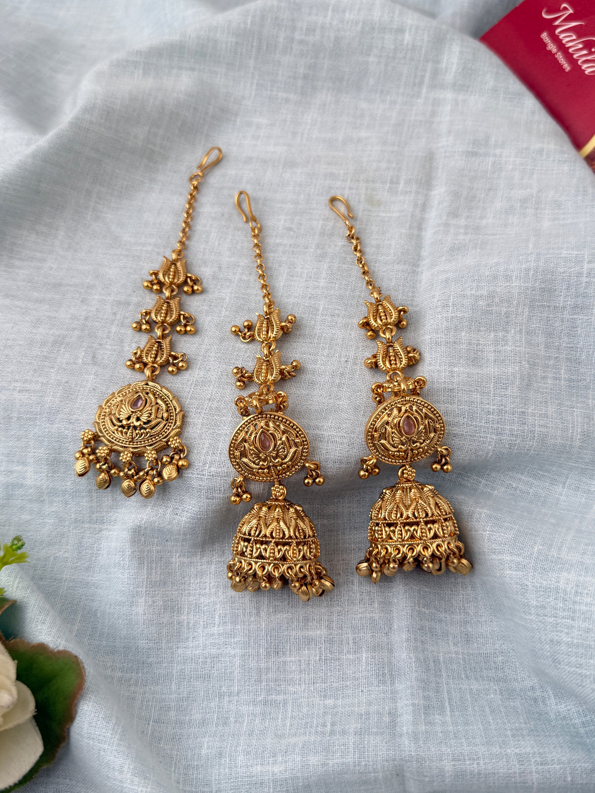 Antique Jhumkas Earrings With Maatal And Maang Tikka| E0665