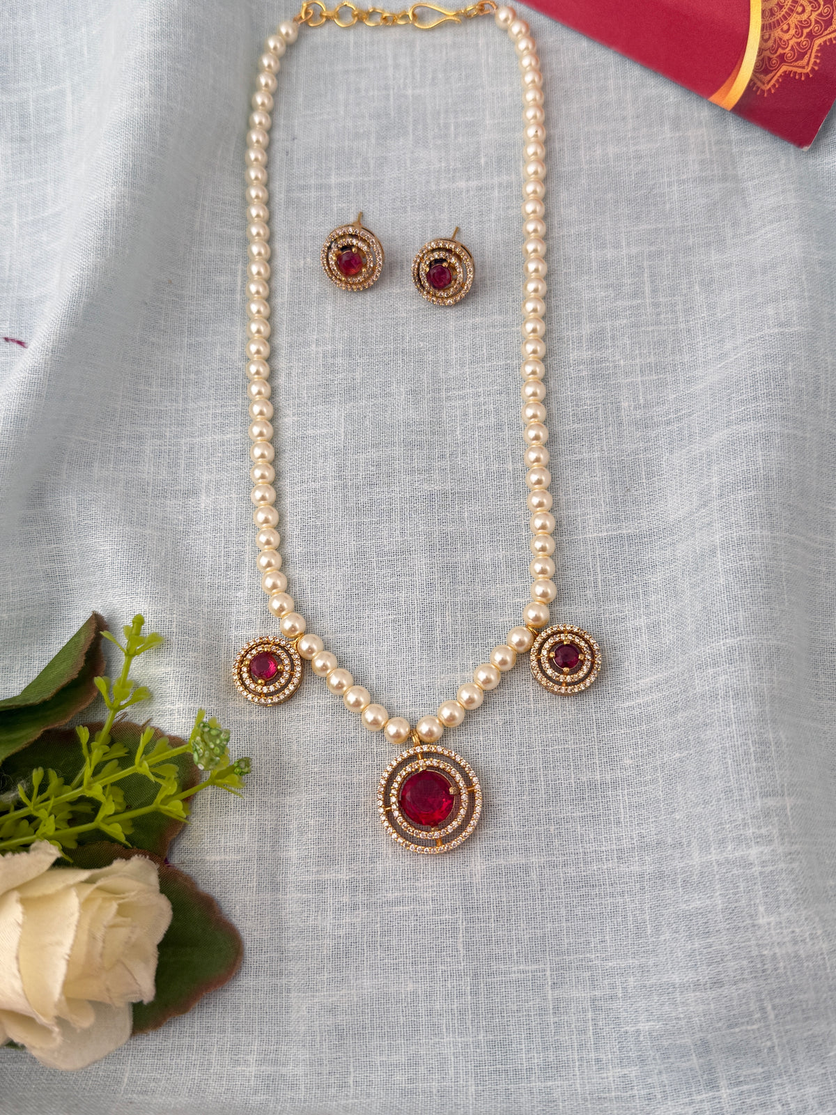 Antique Pearl Grand Necklace Short Set| N1214