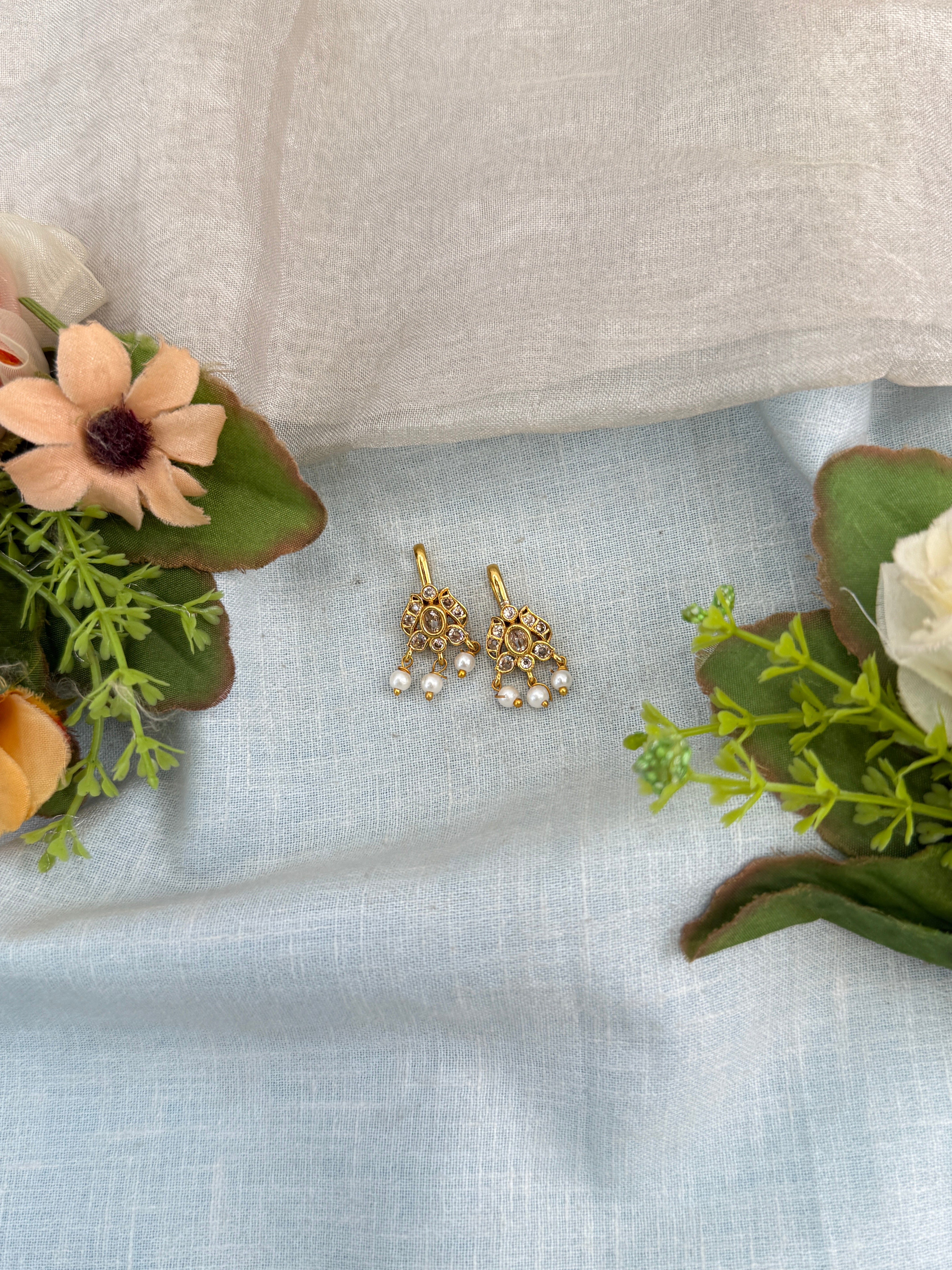 Antique Earrings, Bridal antique Kundan earrings, Antique kundan Jhumka
