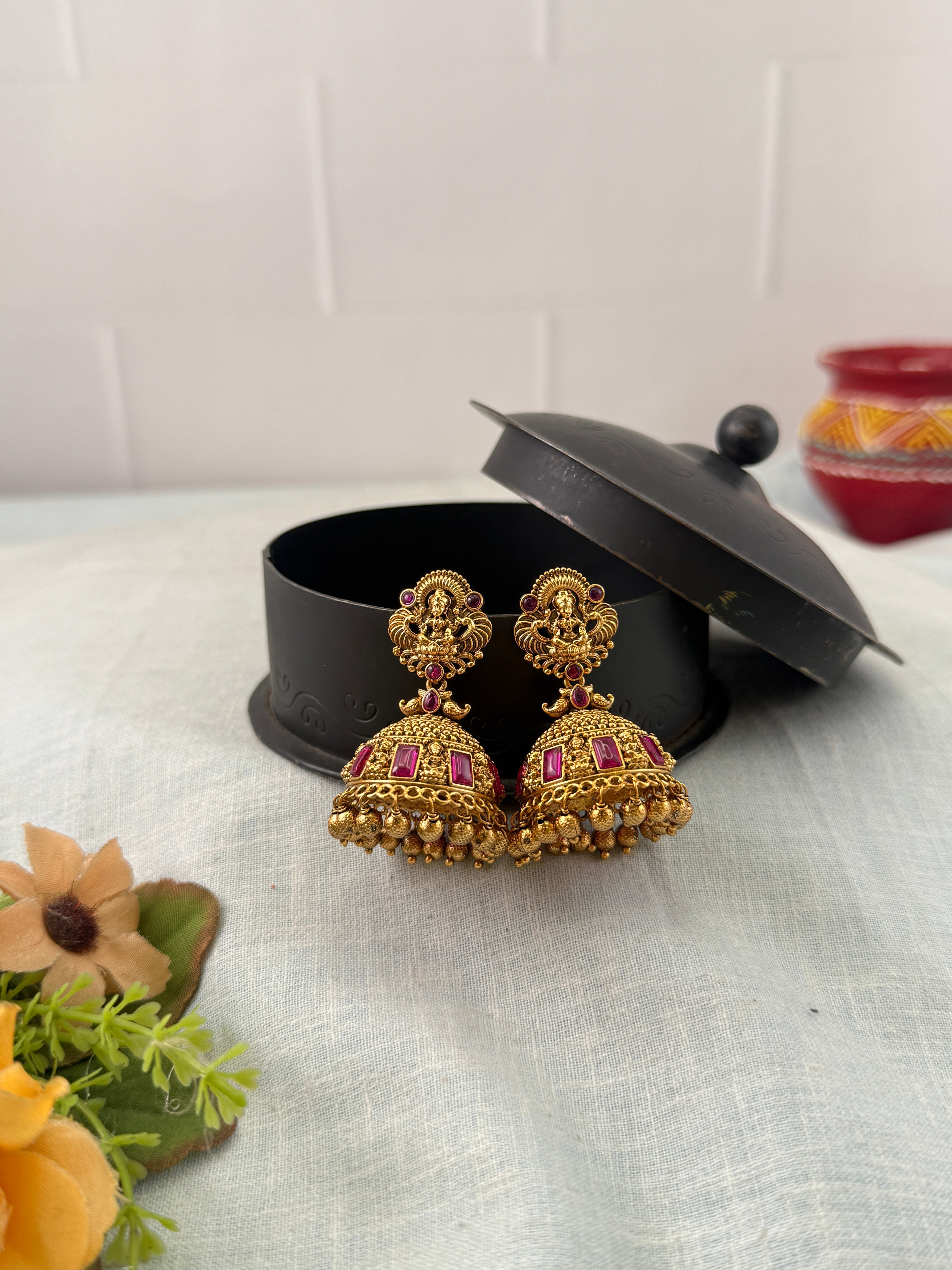 Antique Earrings, Bridal antique earrings, Antique Jhumka