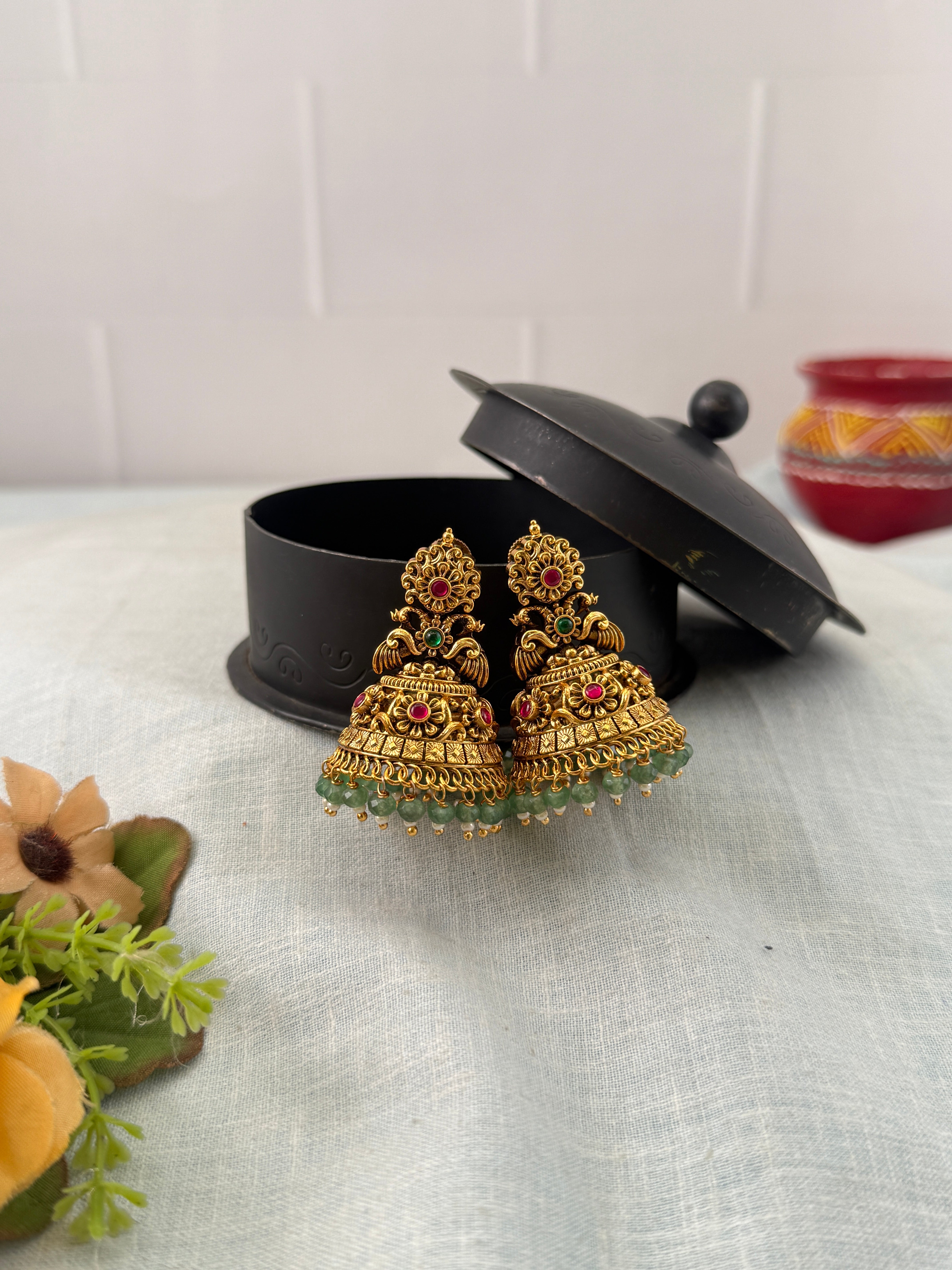 Antique Earrings, Bridal antique earrings, Antique Jhumka