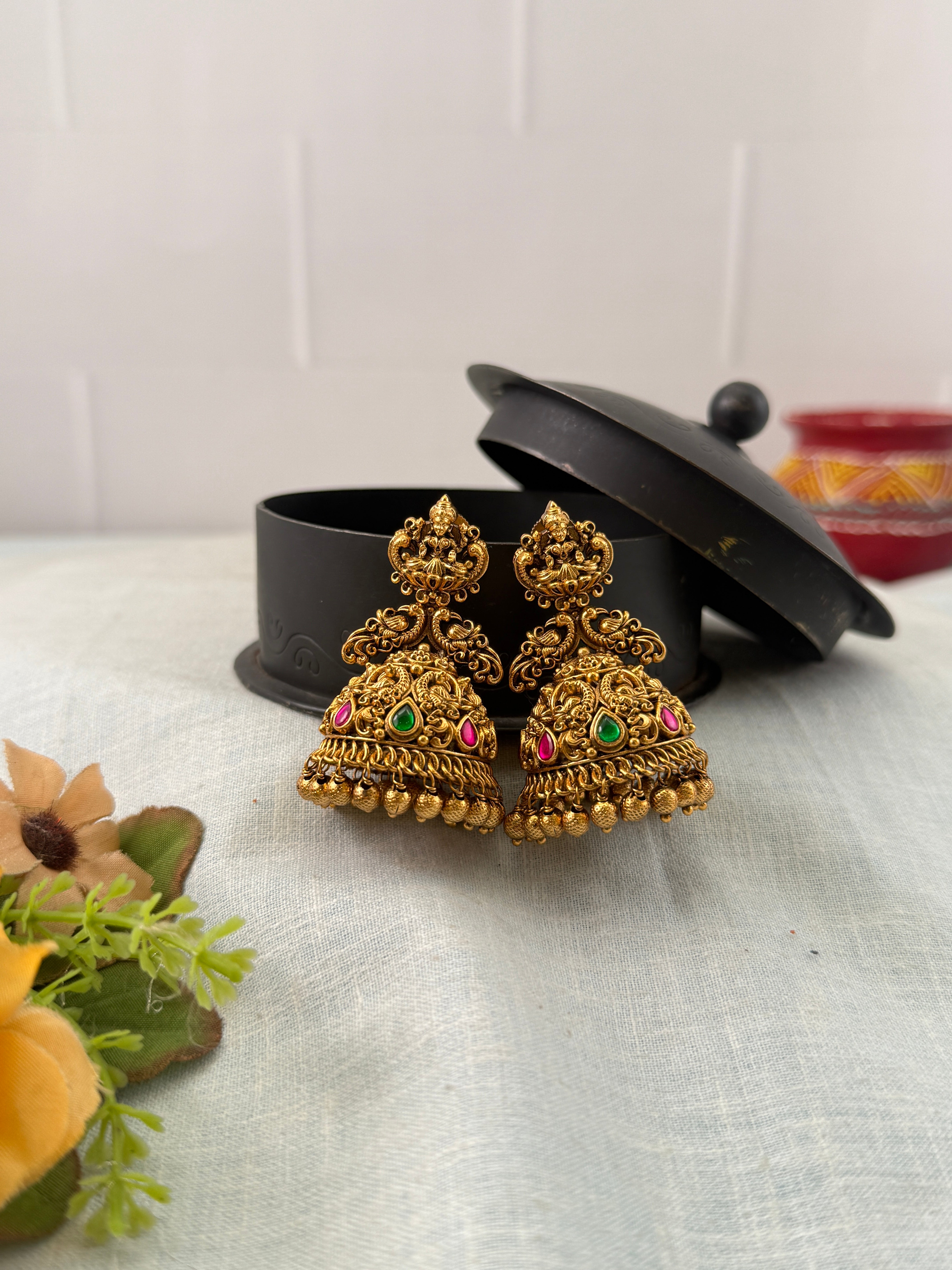 Antique Earrings, Bridal antique earrings, Antique Jhumka