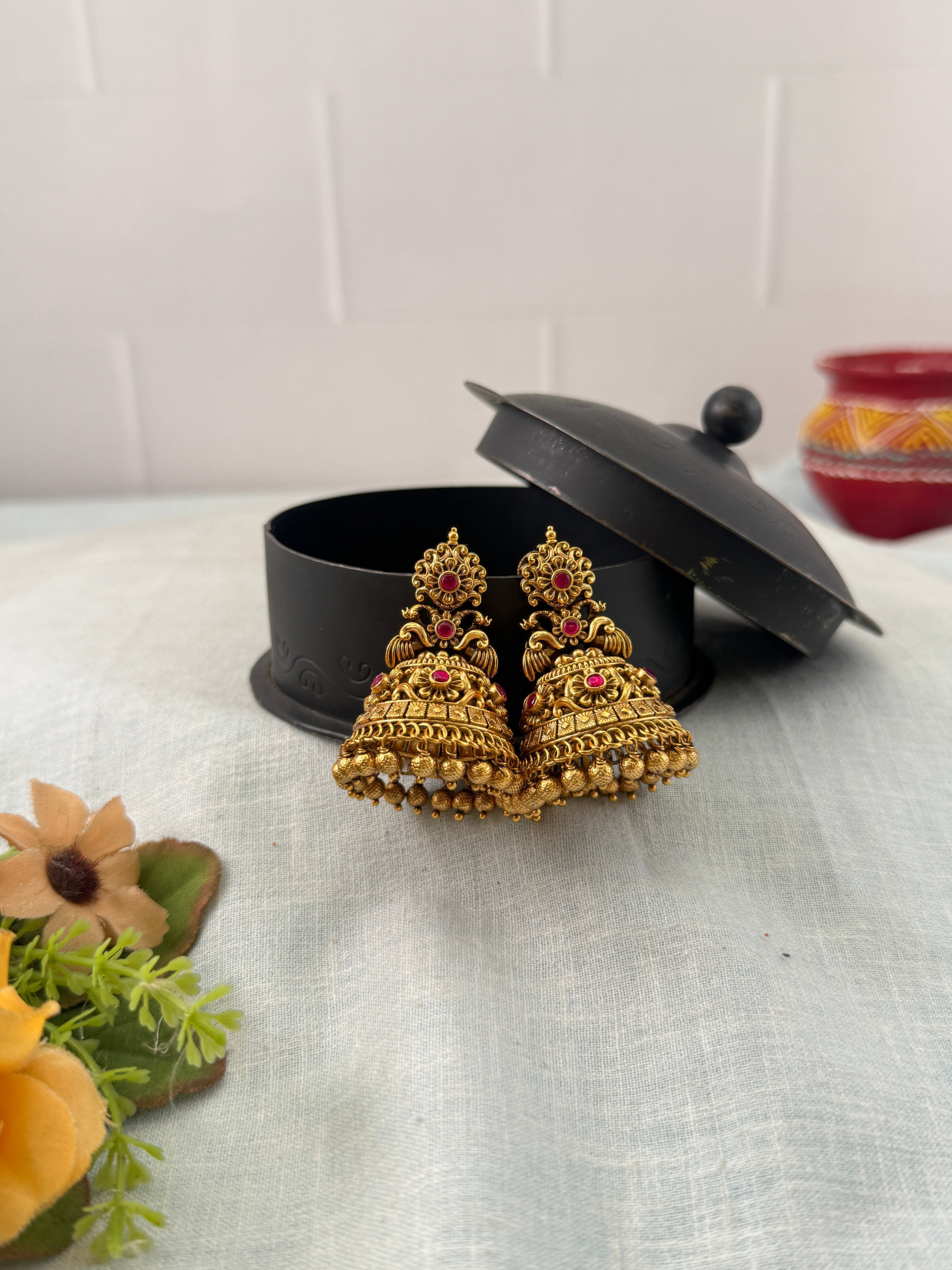 Antique Earrings, Bridal antique earrings, Antique Jhumka