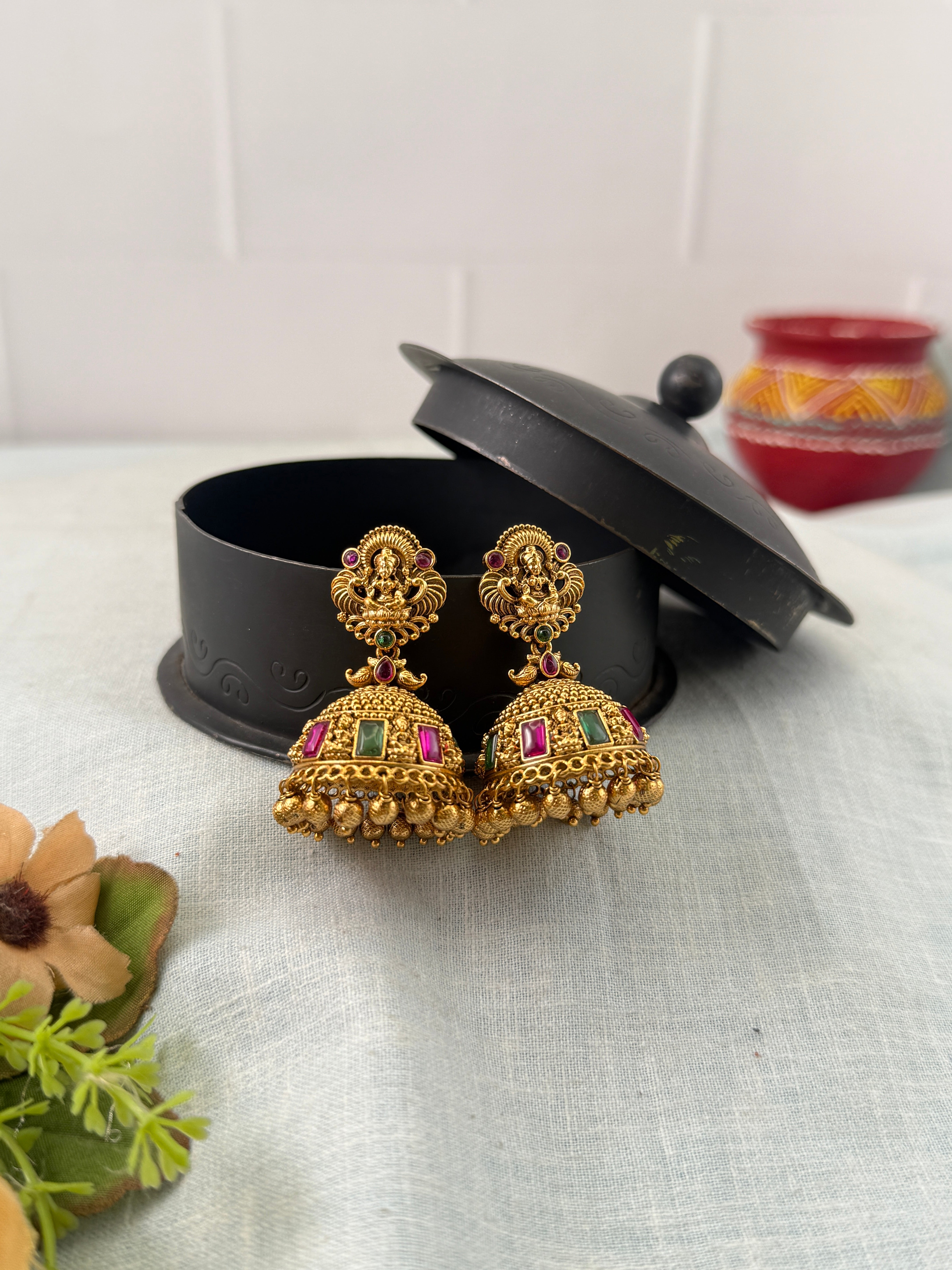 Antique Earrings, Bridal antique earrings, Antique Jhumka