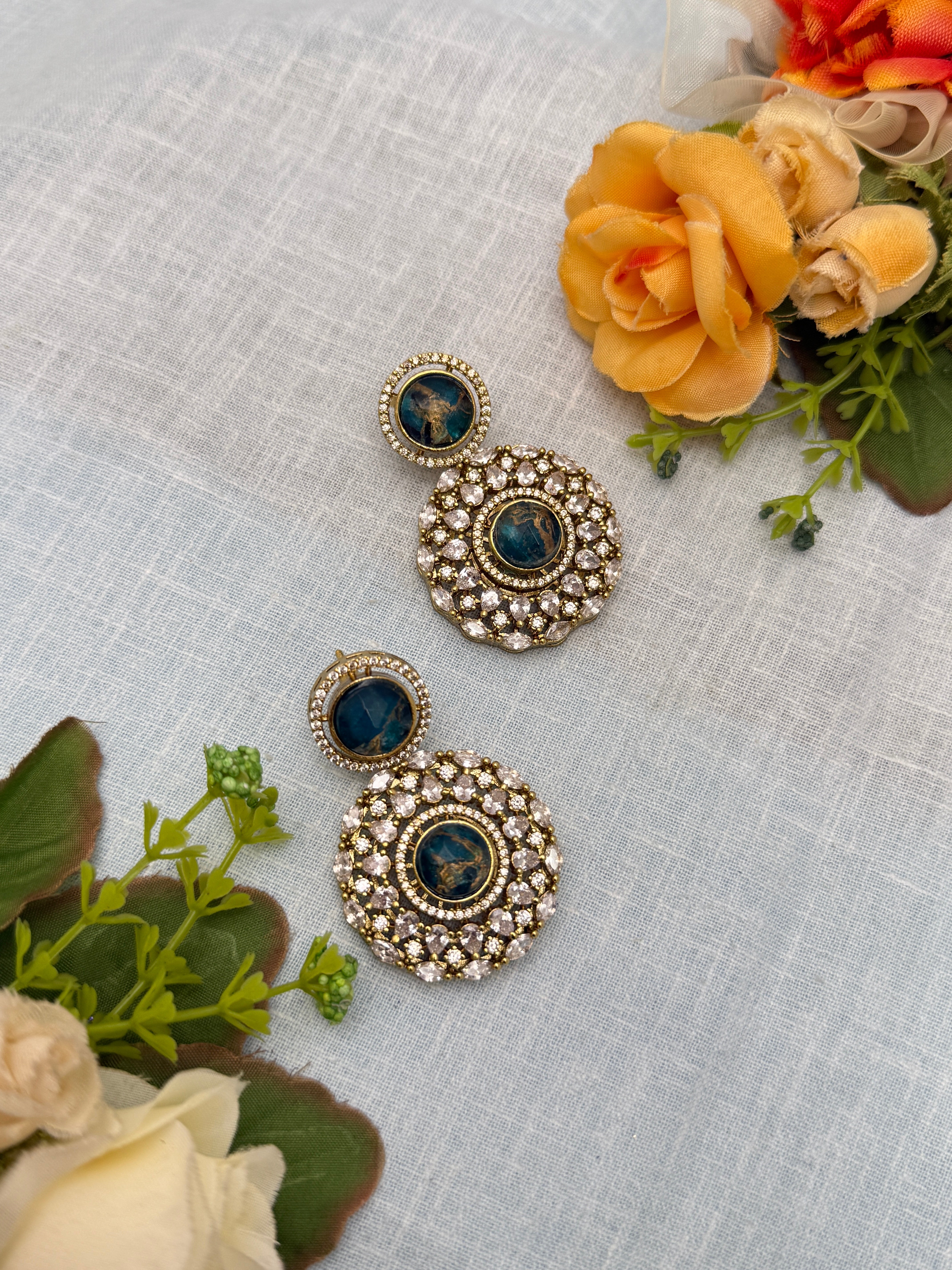 Antique Earrings, Bridal antique Victorian earrings, Antique Victorian Jhumka