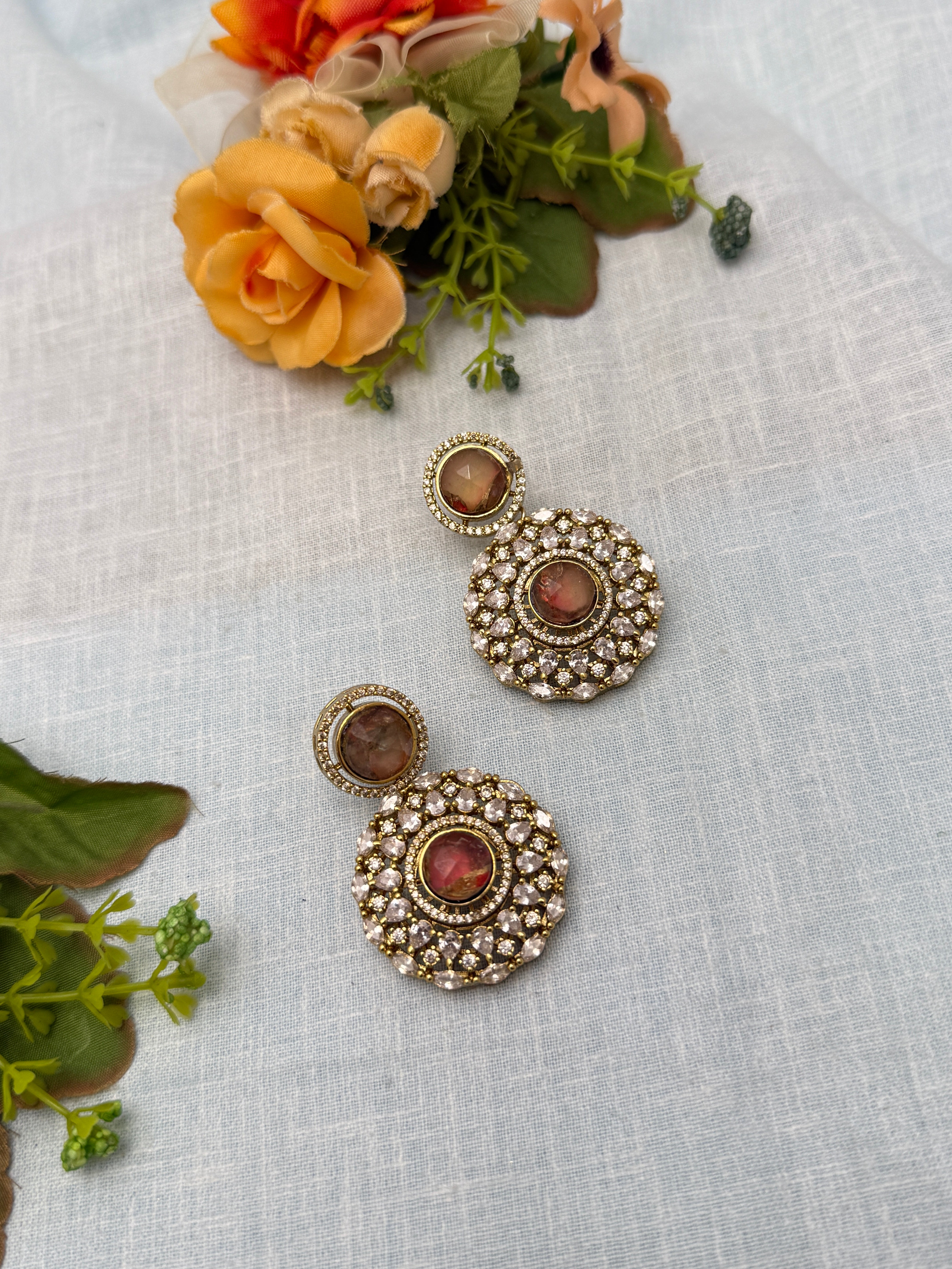 Antique Earrings, Bridal antique Victorian earrings, Antique Victorian Jhumka
