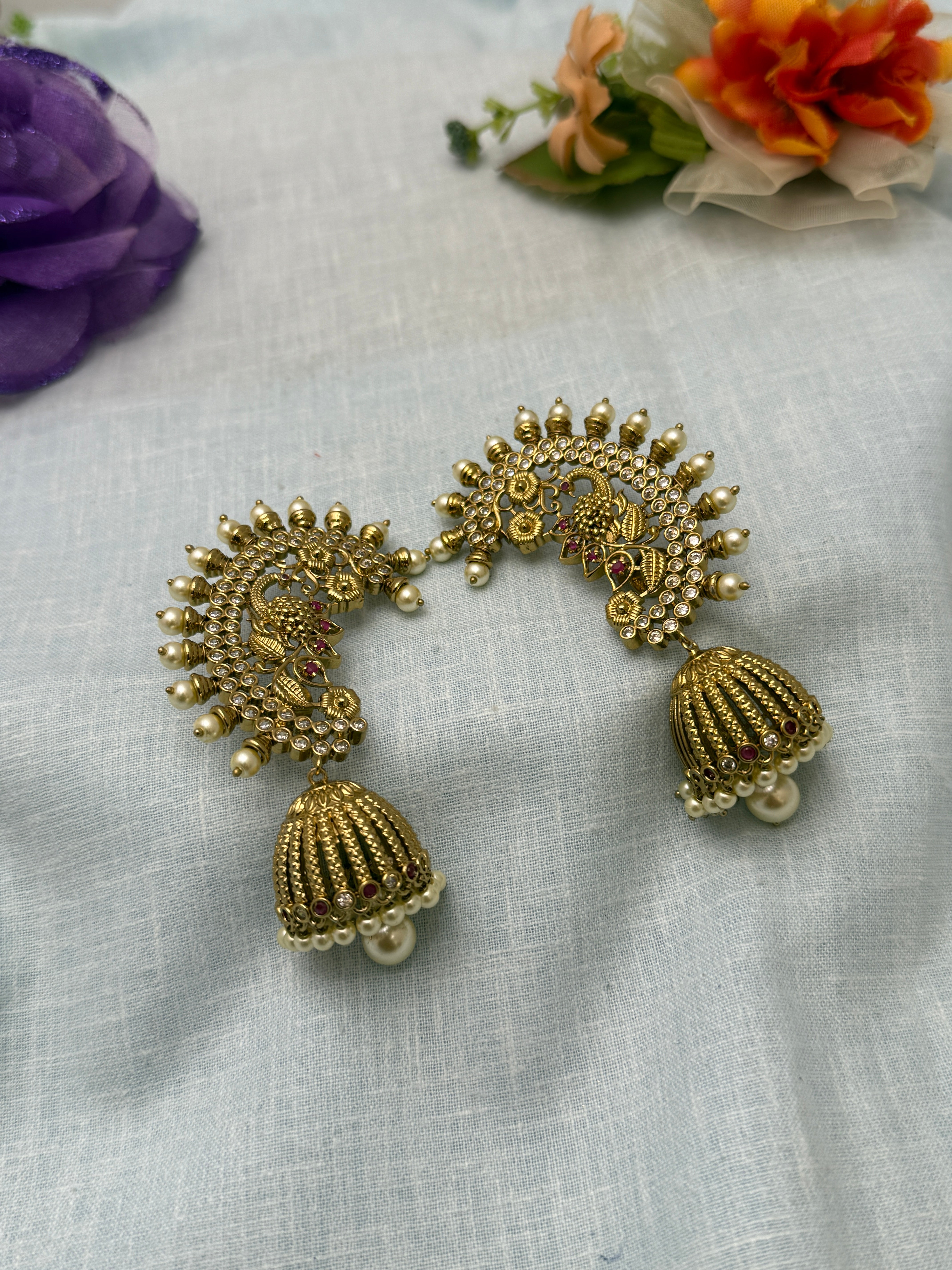 Antique Earrings, Bridal antique earrings, Antique Jhumka
