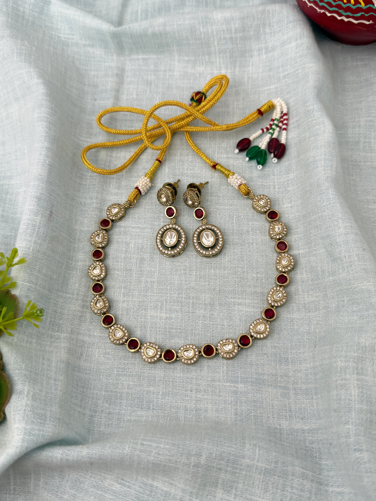 Kundan Designer Necklace Premium Short Set | N1264