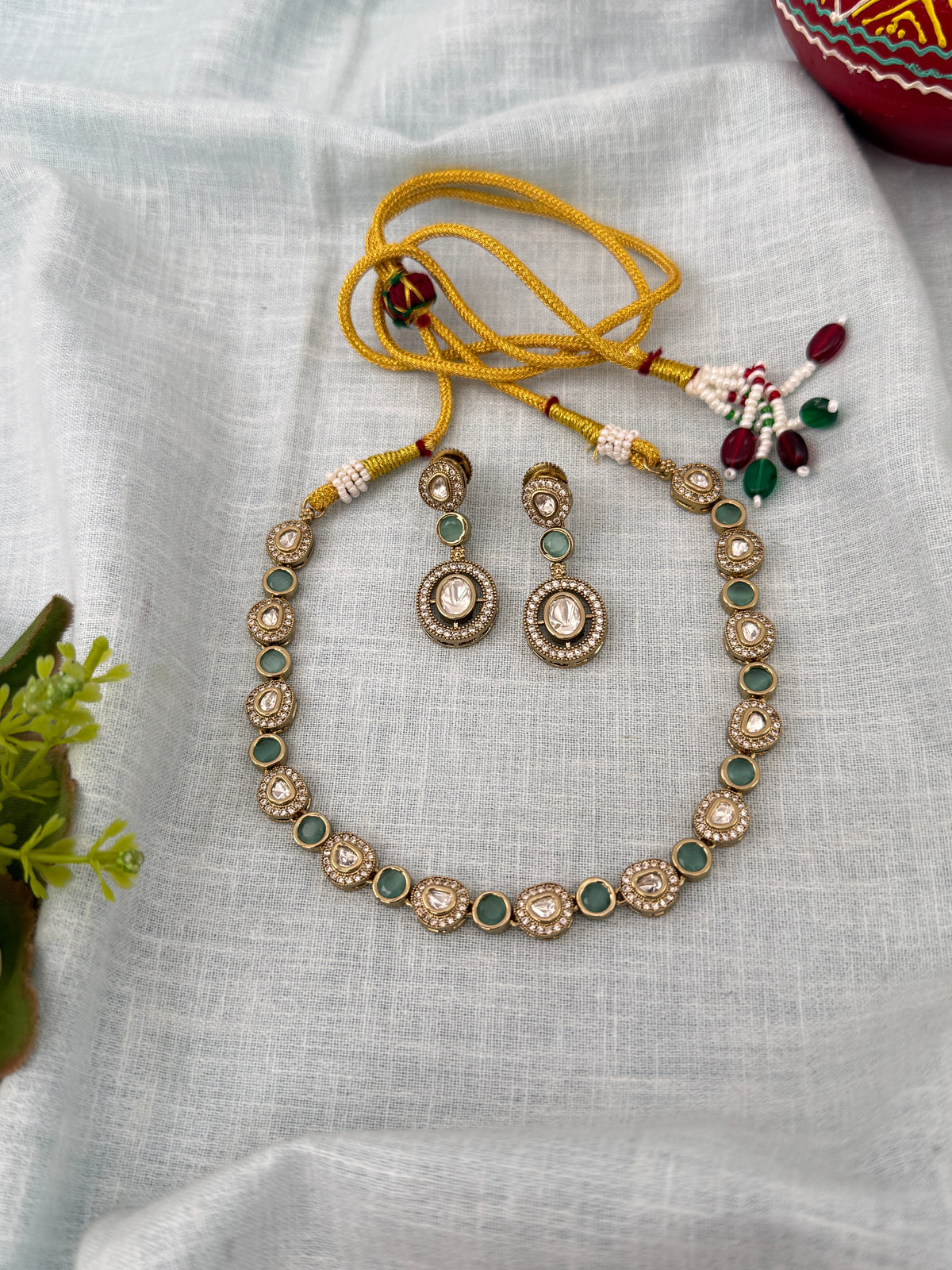 Kundan Designer Necklace Premium Short Set | N1266