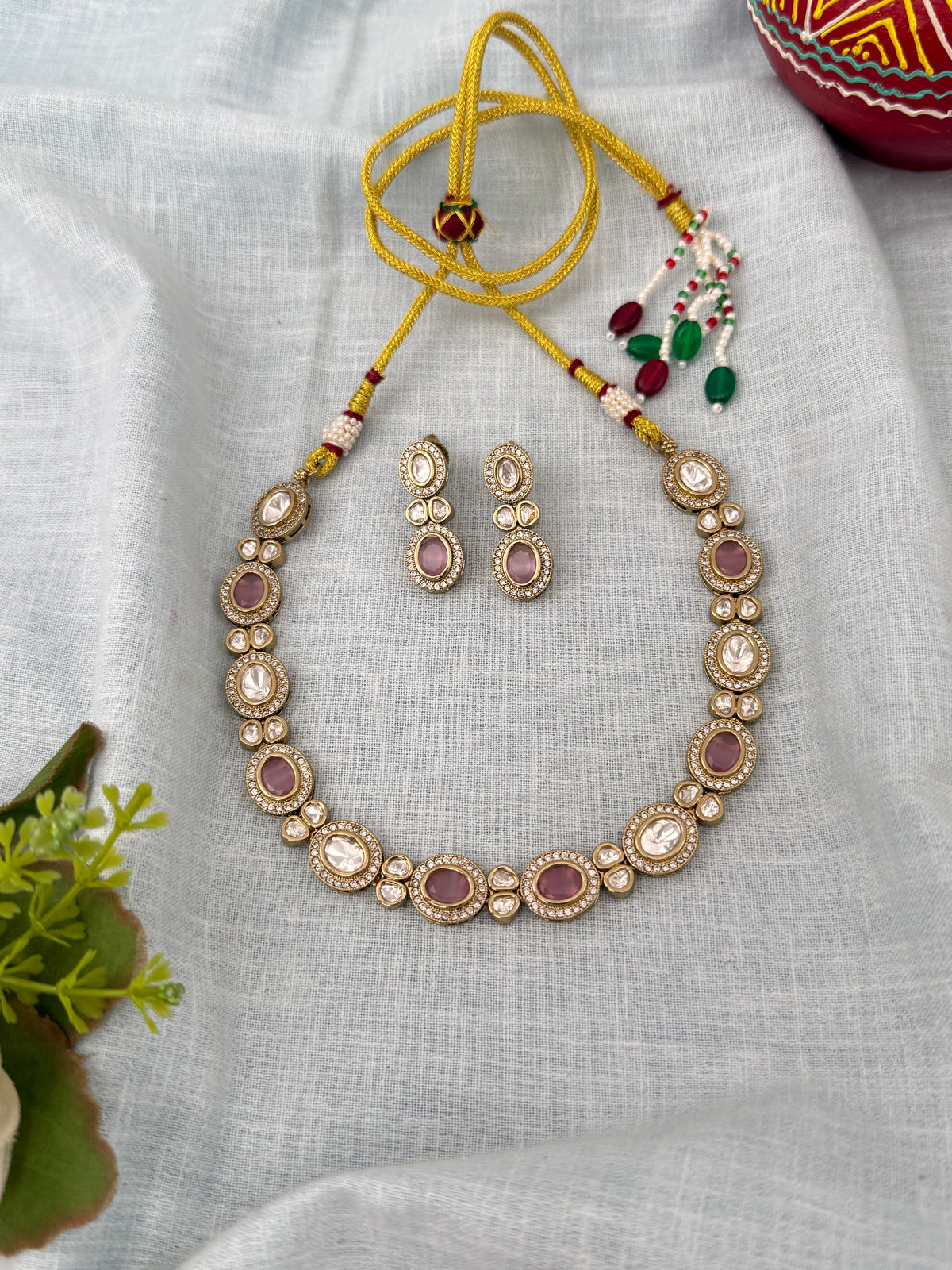 Kundan Designer Necklace Premium Short Set | N1277