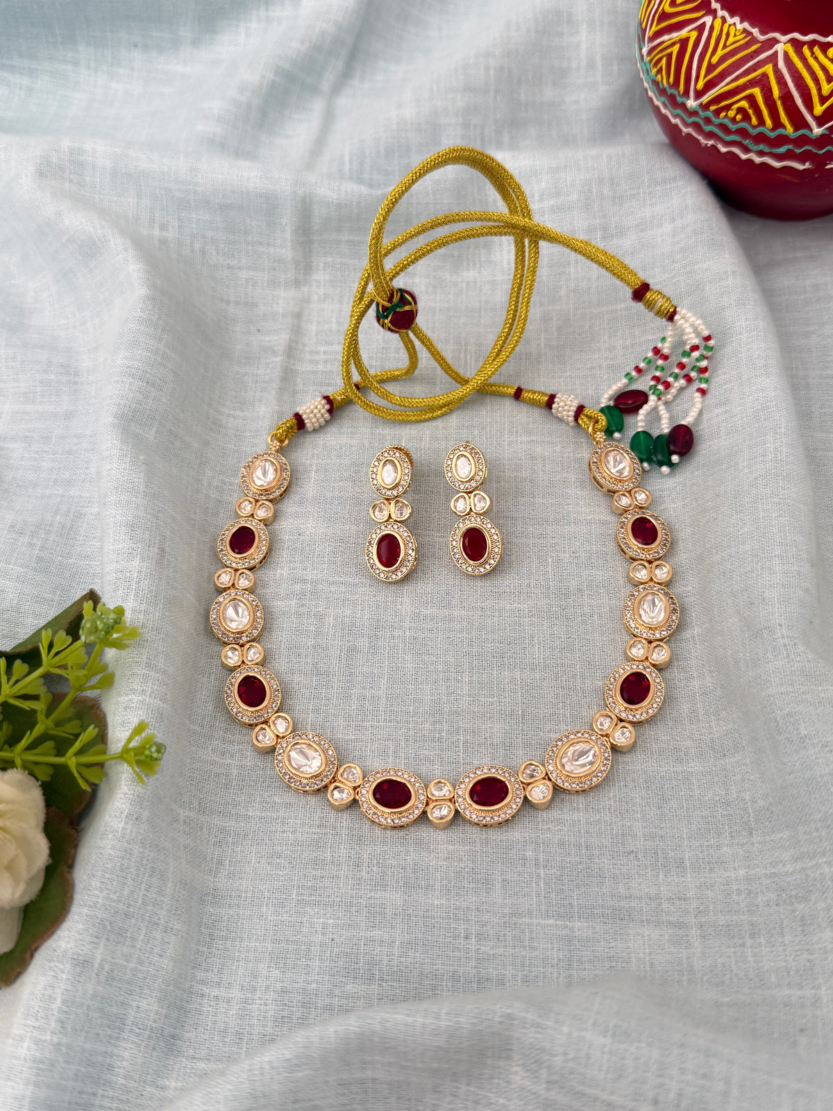 Kundan Designer Necklace Premium Short Set | N1279