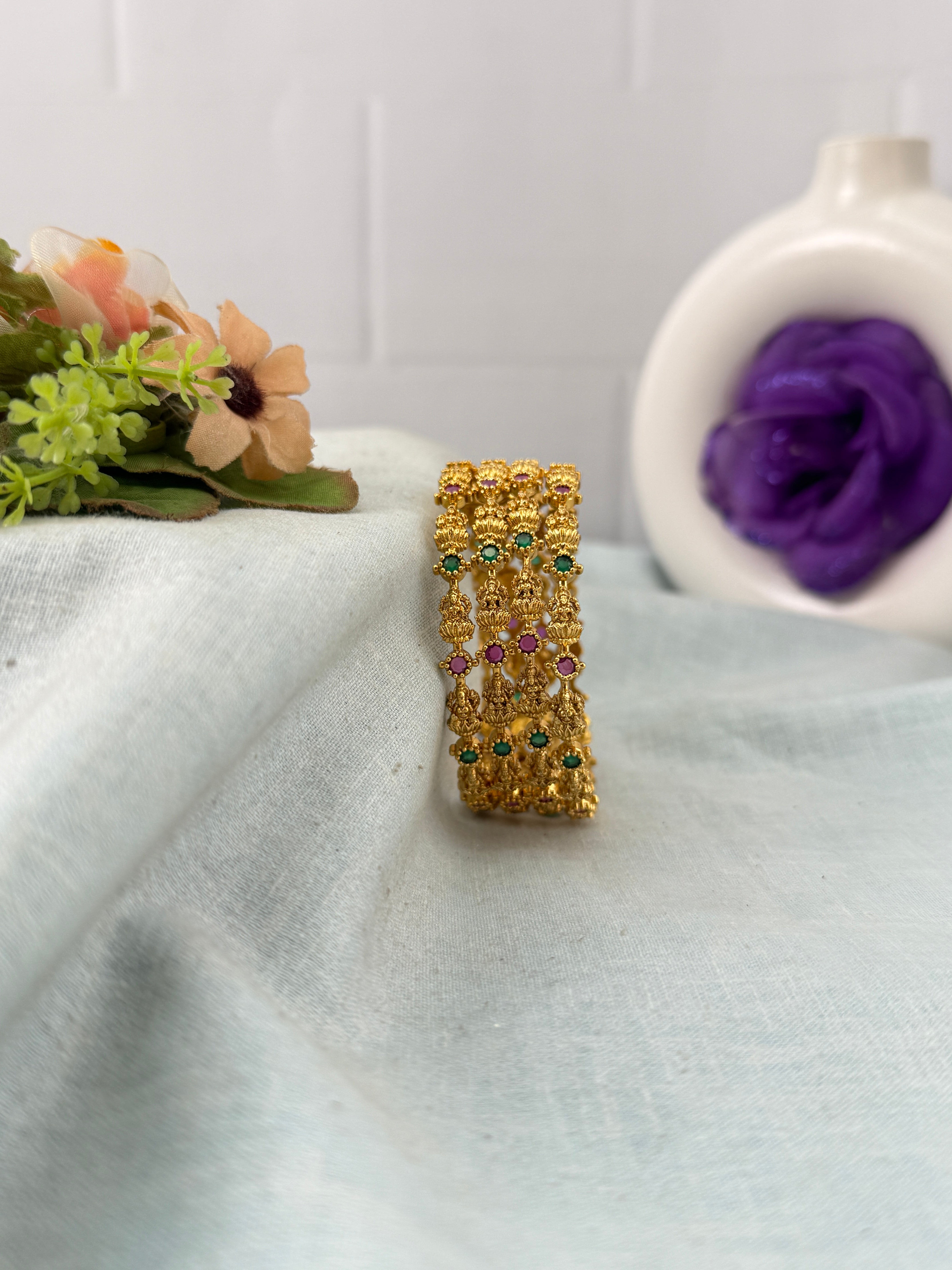 Antique temple style bridal bangles for women by Mahila