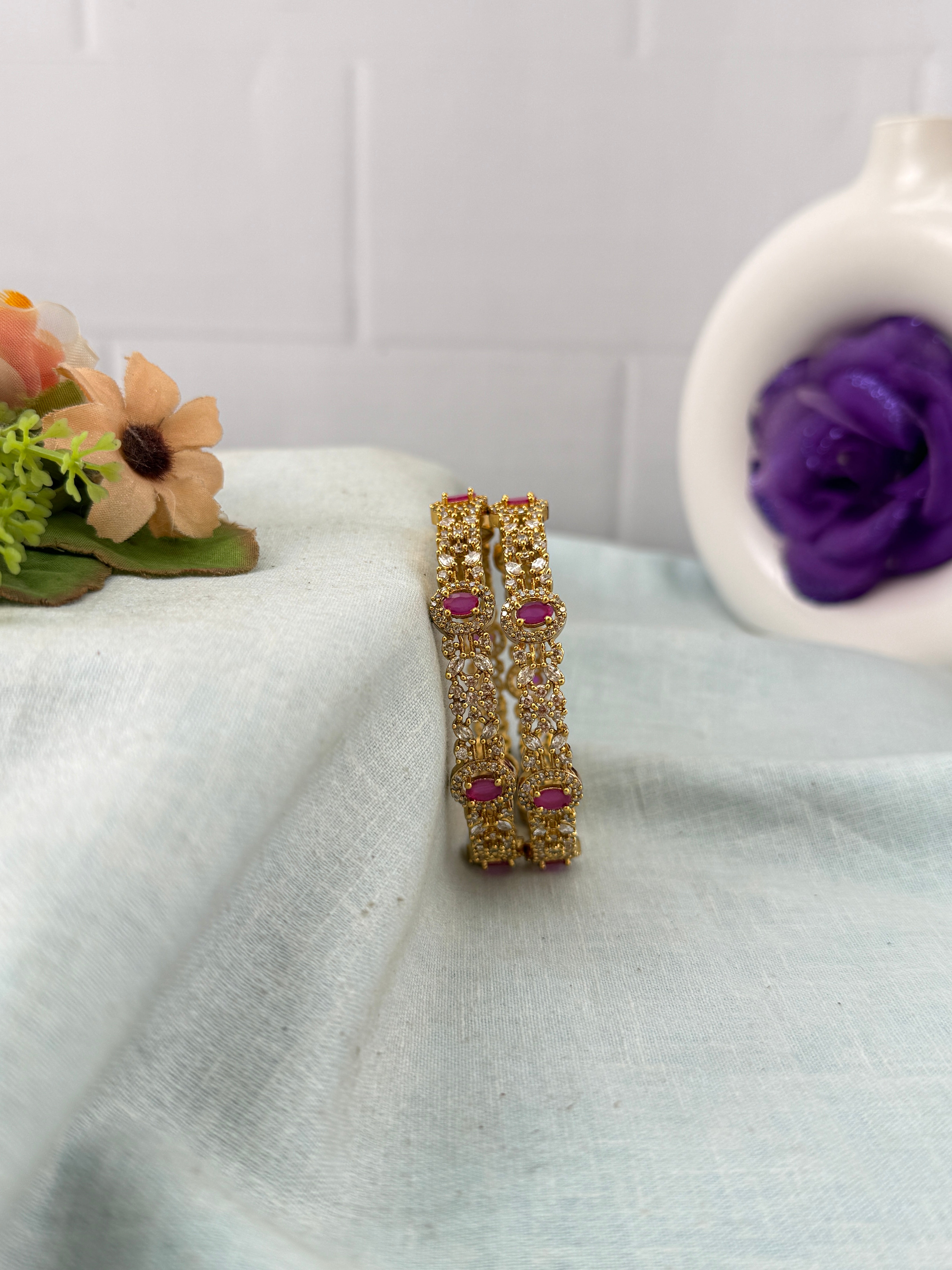 Antique temple style bridal bangles for women by Mahila