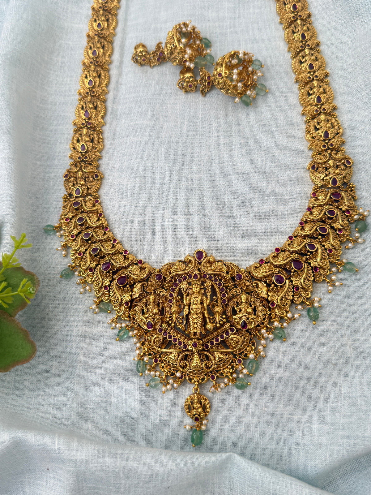 Antique Grand Necklace Srinivasa Pendant Long Set| N1216