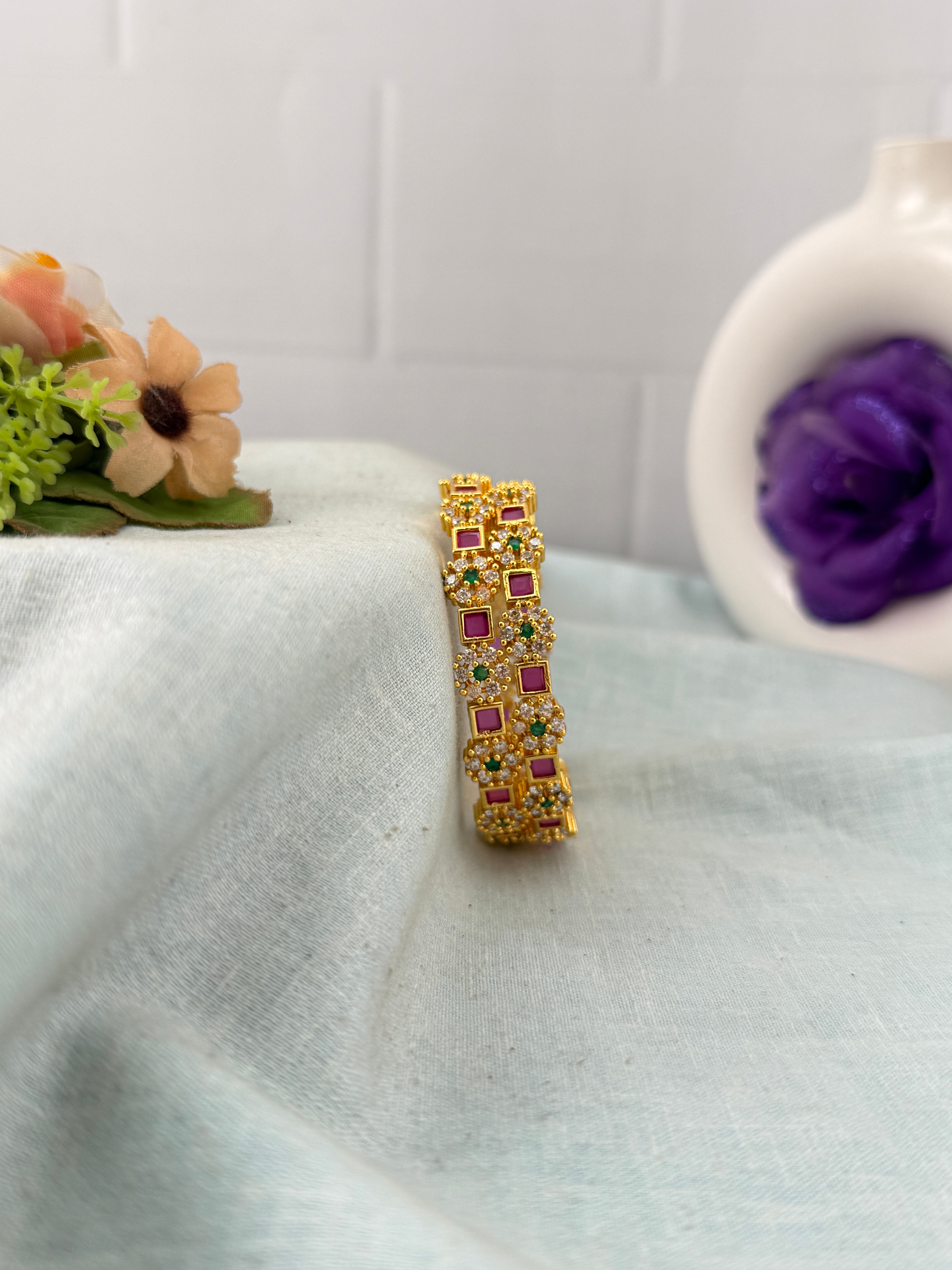 Antique temple style bridal bangles for women by Mahila