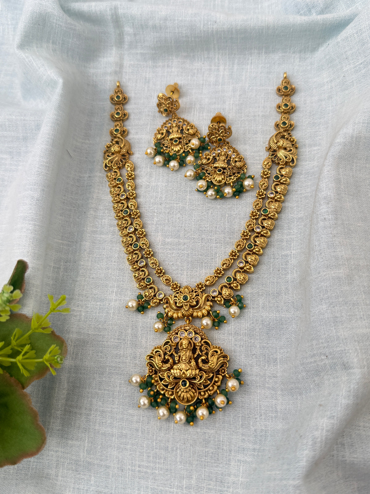 Antique Layered Necklace Lakshmi Pendant Long Set| N1223