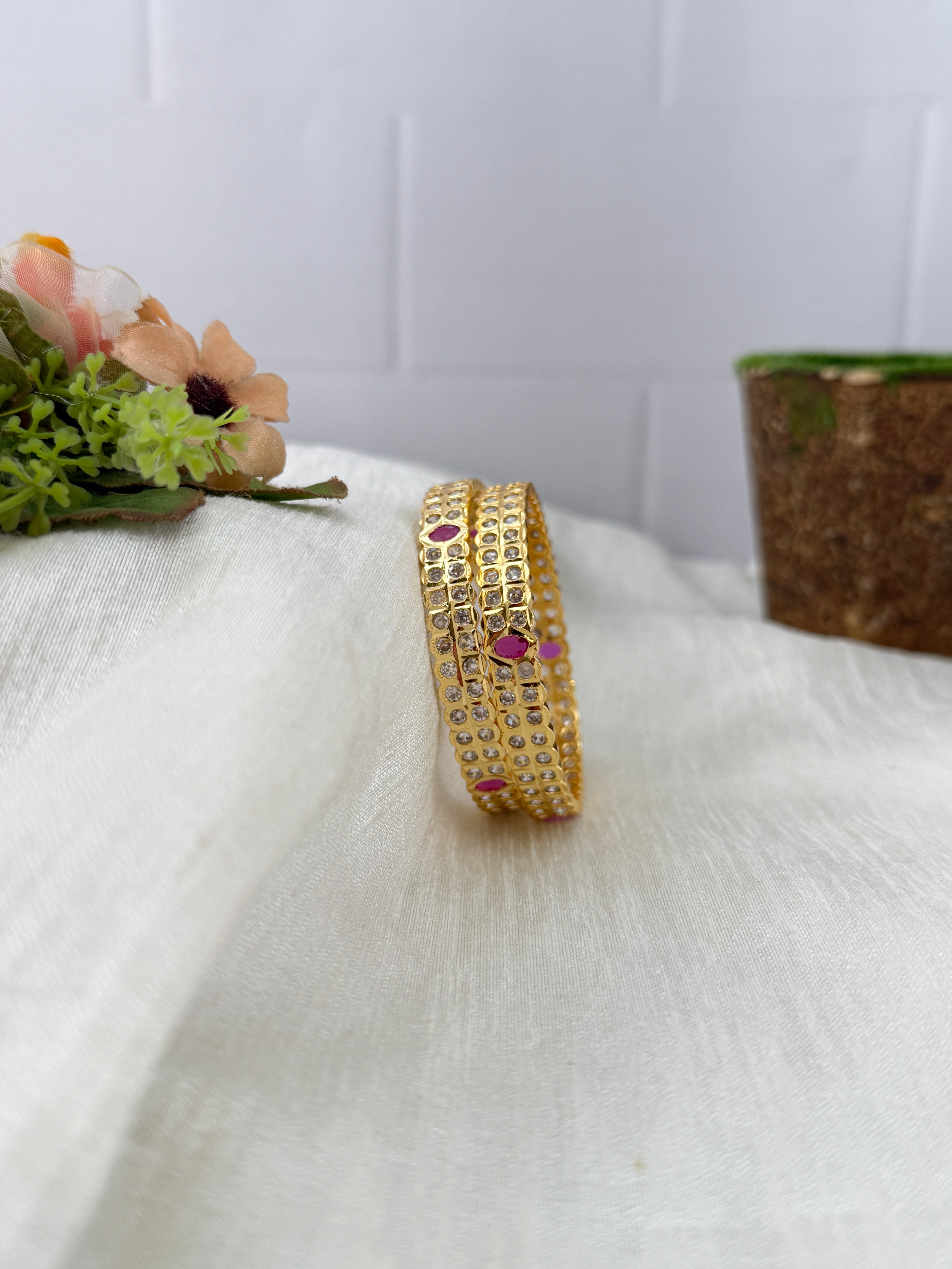 Designer stone bangles with premium sparkling stones