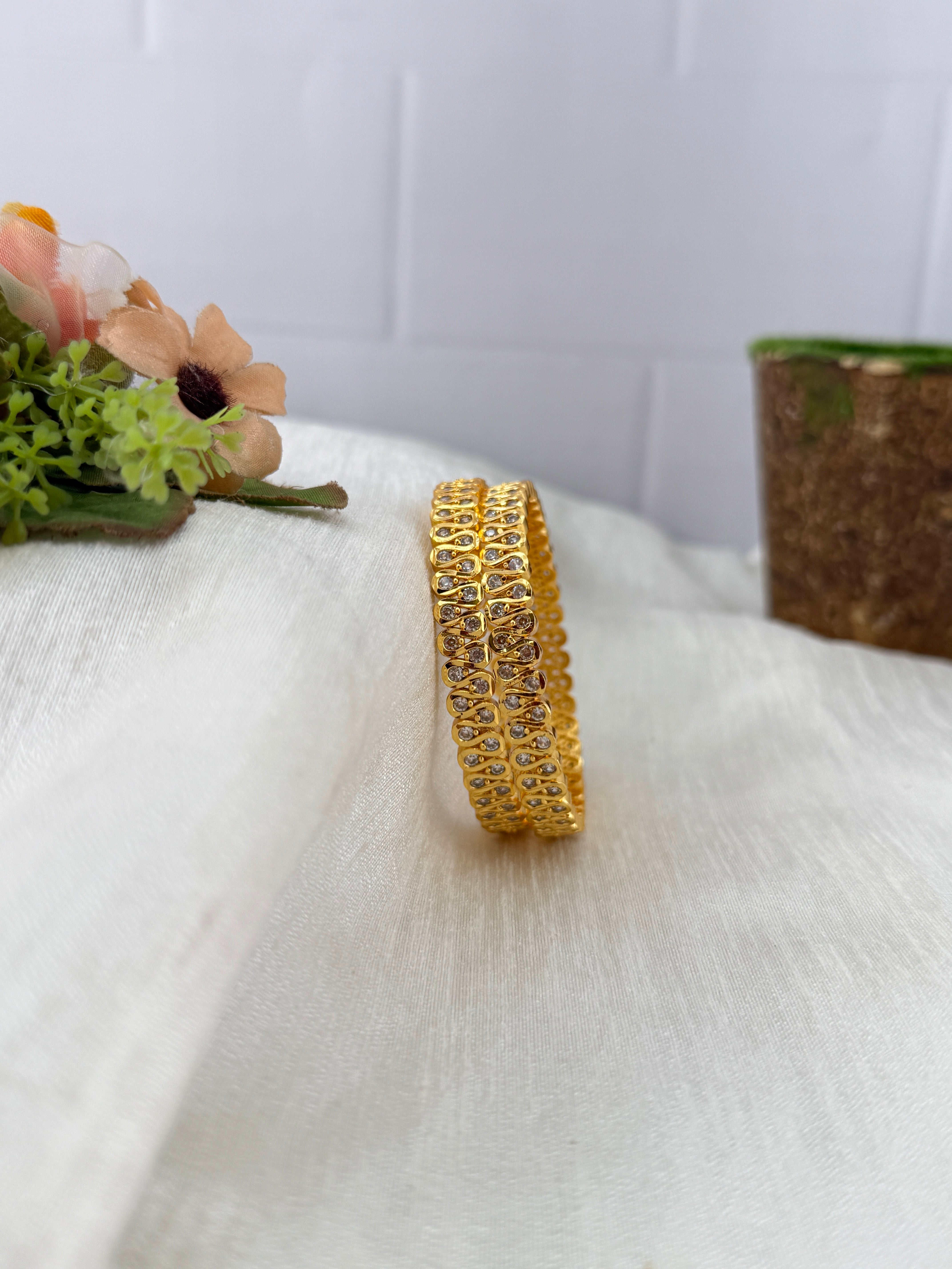 Designer stone bangles with premium sparkling stones