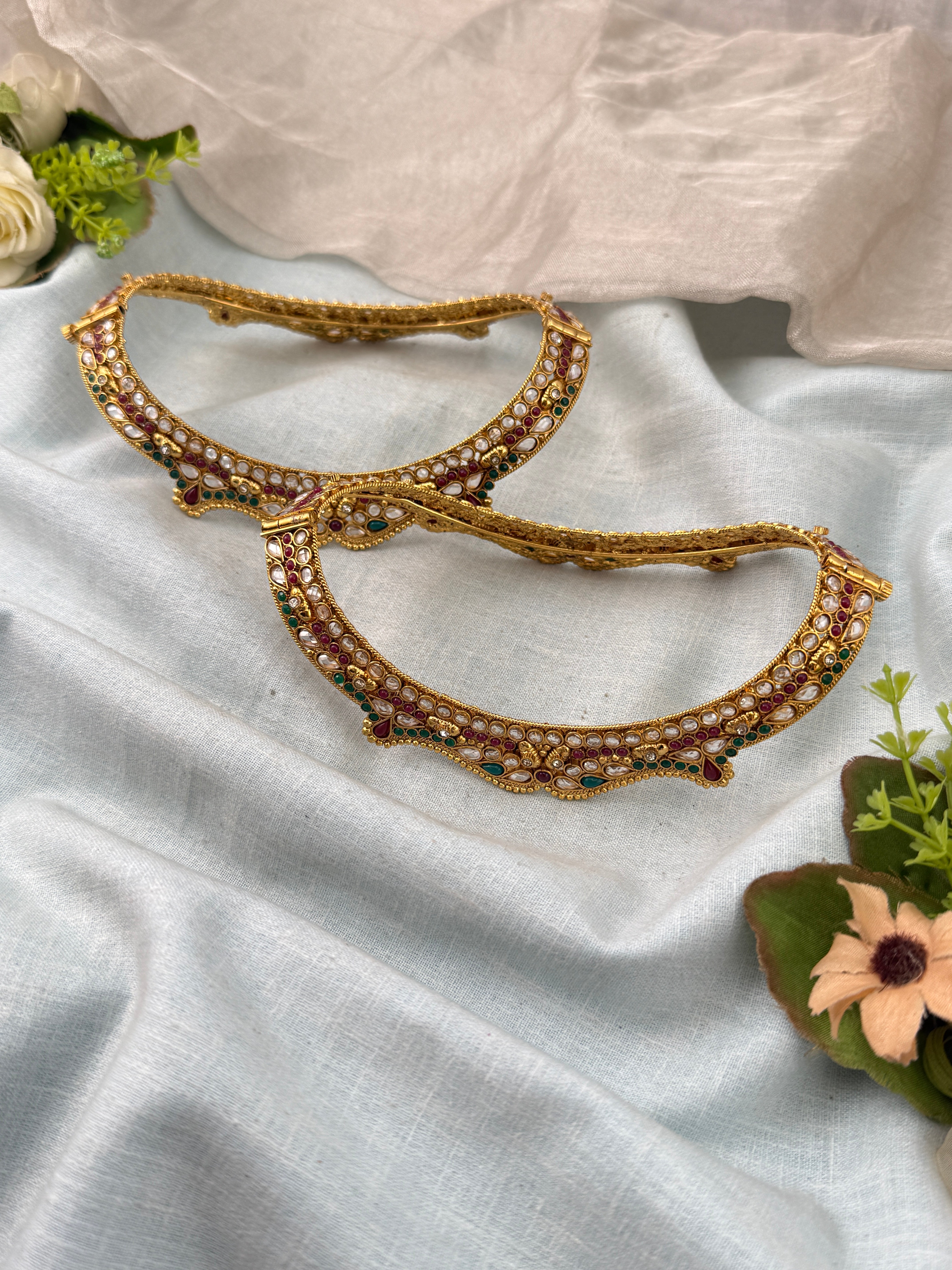 Traditional Gold Jade Kuchu– South Indian Bridal Hair Accessory, Jade Kuch, hair choti