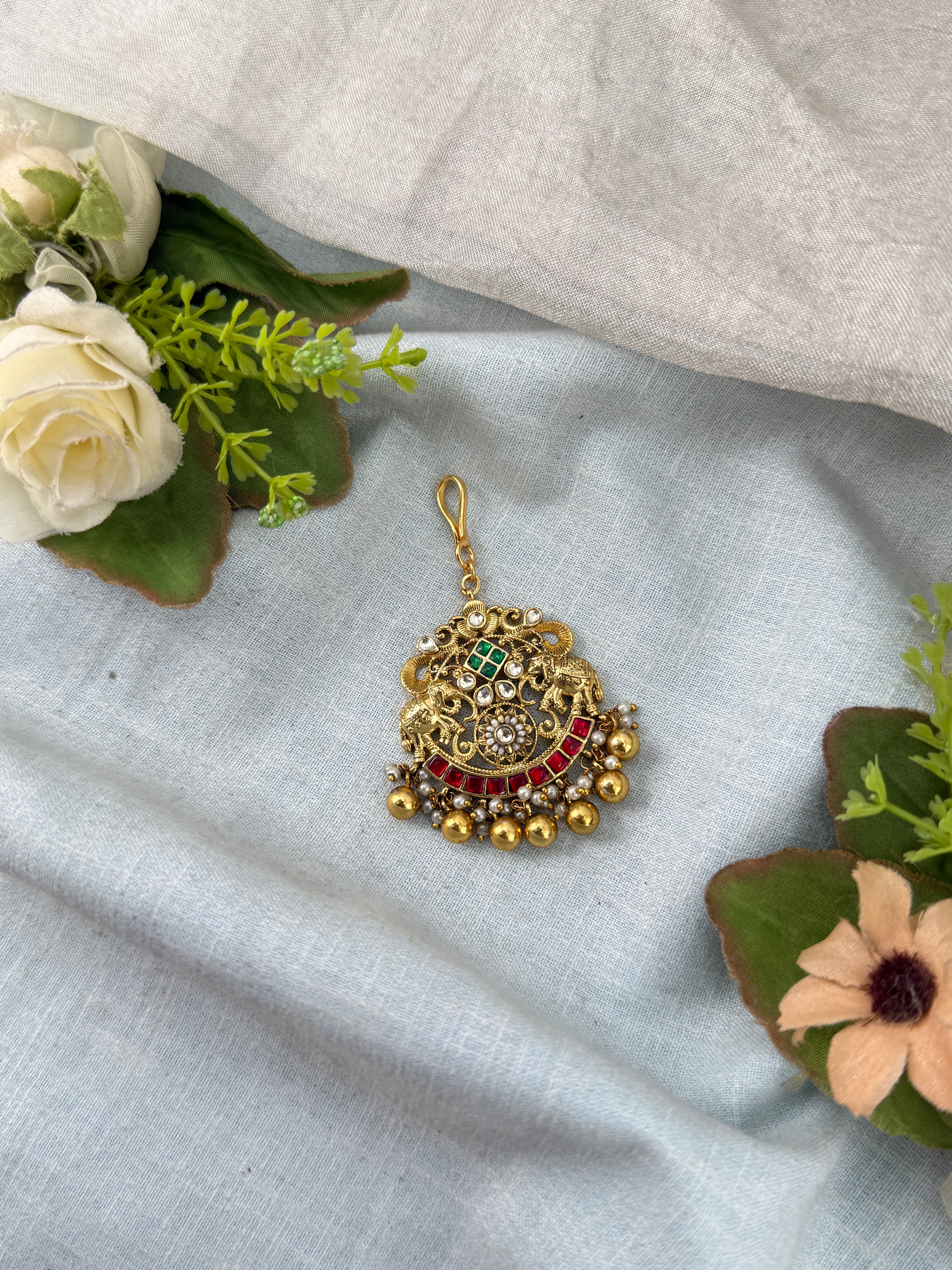 Antique Earrings, Bridal antique Kundan earrings, Antique kundan Jhumka