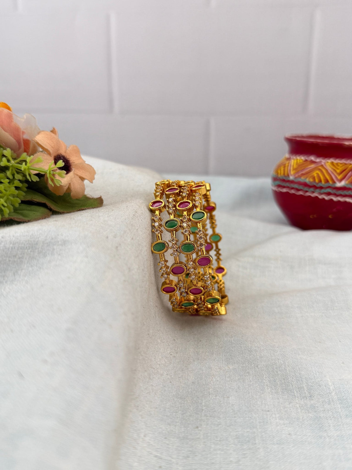 Antique Bangles Stone | Set of 4 | 037 - Mahilas