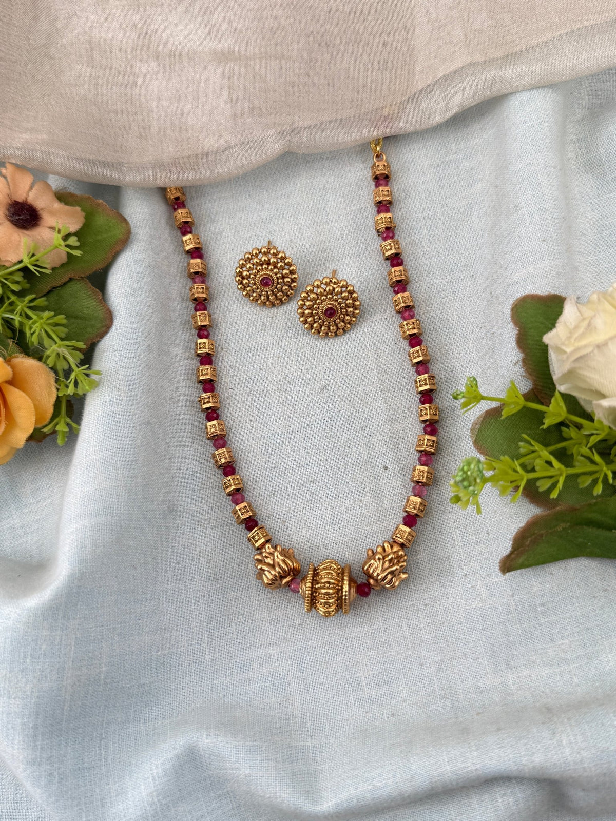 Antique Beads Long Necklace Set | N0175 - Mahilas