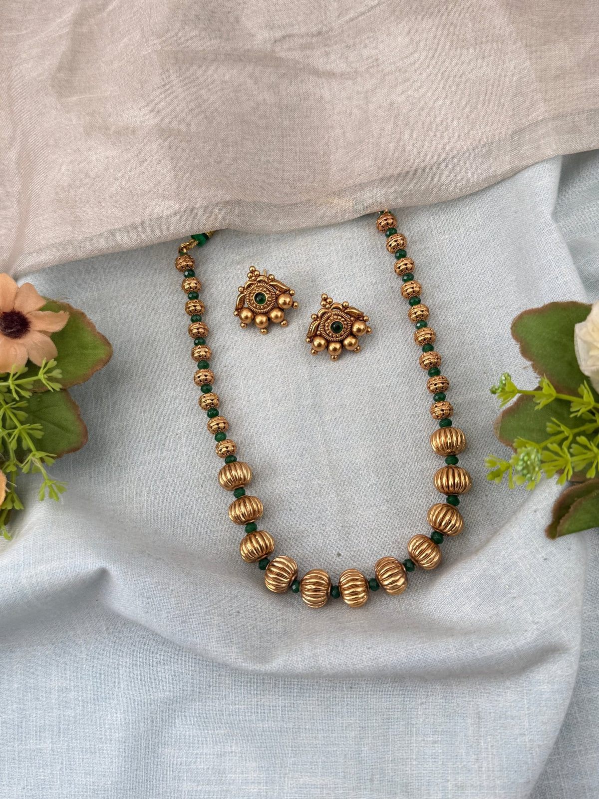 Antique Beads Necklace Set | N0187 - Mahilas