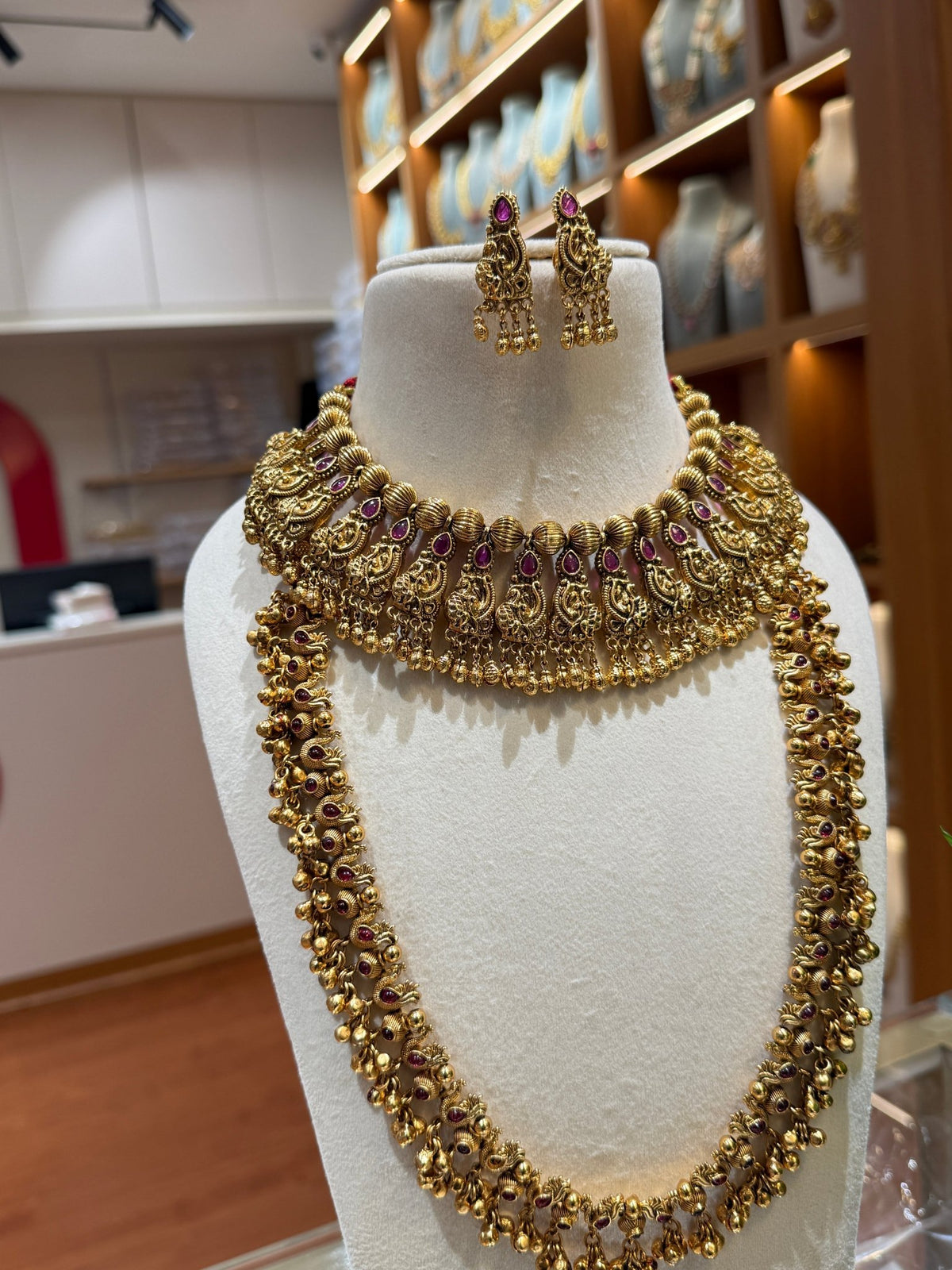 Antique Bell Beads Choker Chain Full Necklace Set | NC010 - Mahilas
